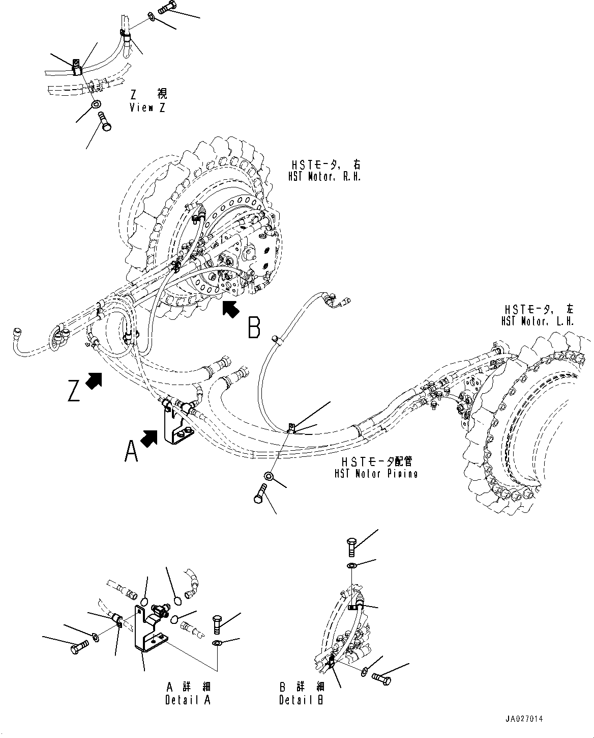Bulldozers Komatsu / D51EX-24 S/N 10001-UP(0001119C) / Travel Motor Drain Piping, Piping Mounting (2/3) (#10001-)(H008004 : H0340-002004)