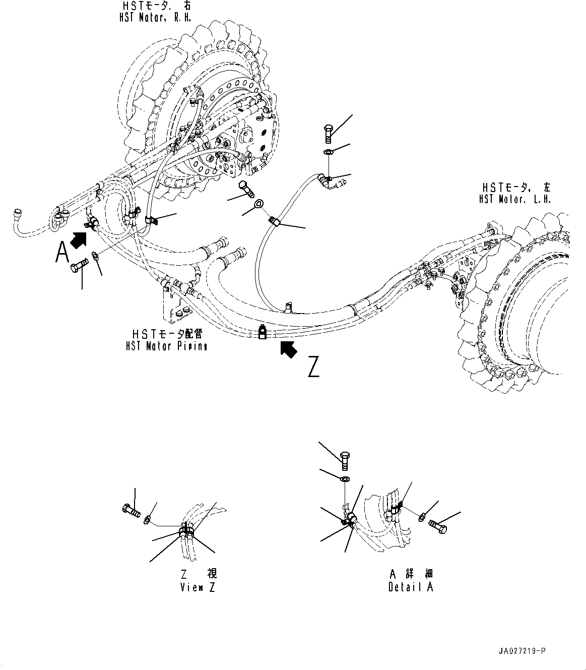 Bulldozers Komatsu / D51EX-24 S/N 10001-UP(0001119C) / Travel Motor Drain Piping, Piping Mounting (3/3) (#10001-)(H008005 : H0340-002005)