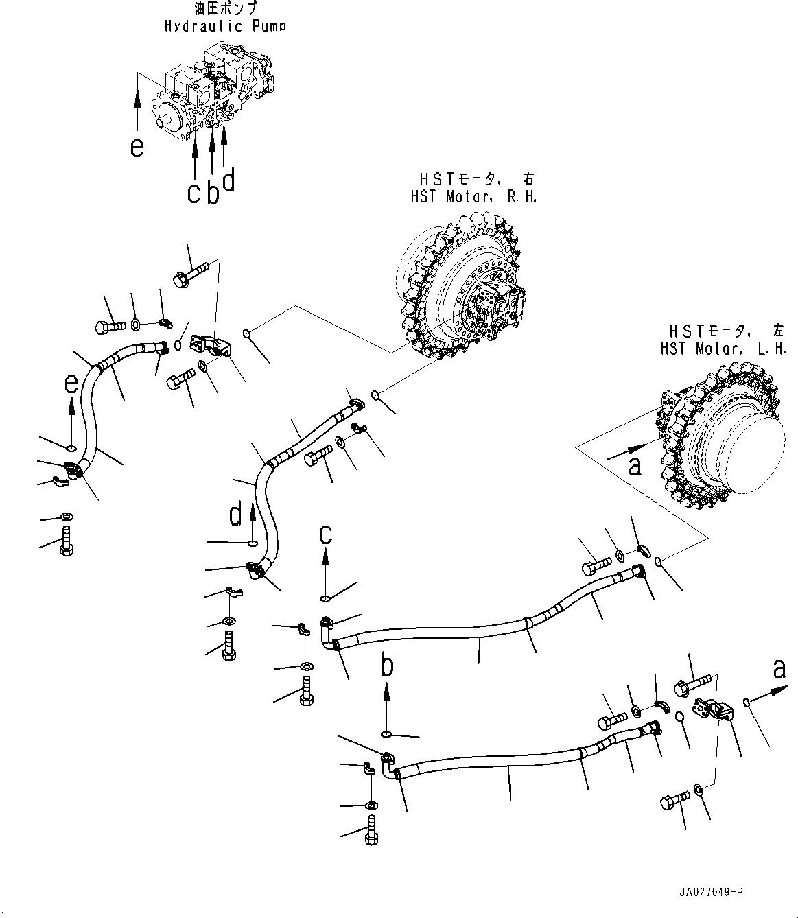 Bulldozers Komatsu / D51EX-24 S/N 10001-UP(0001119C) / Travel Motor Piping, HST Motor Piping (#10001-)(H009001 : H1310-002001)