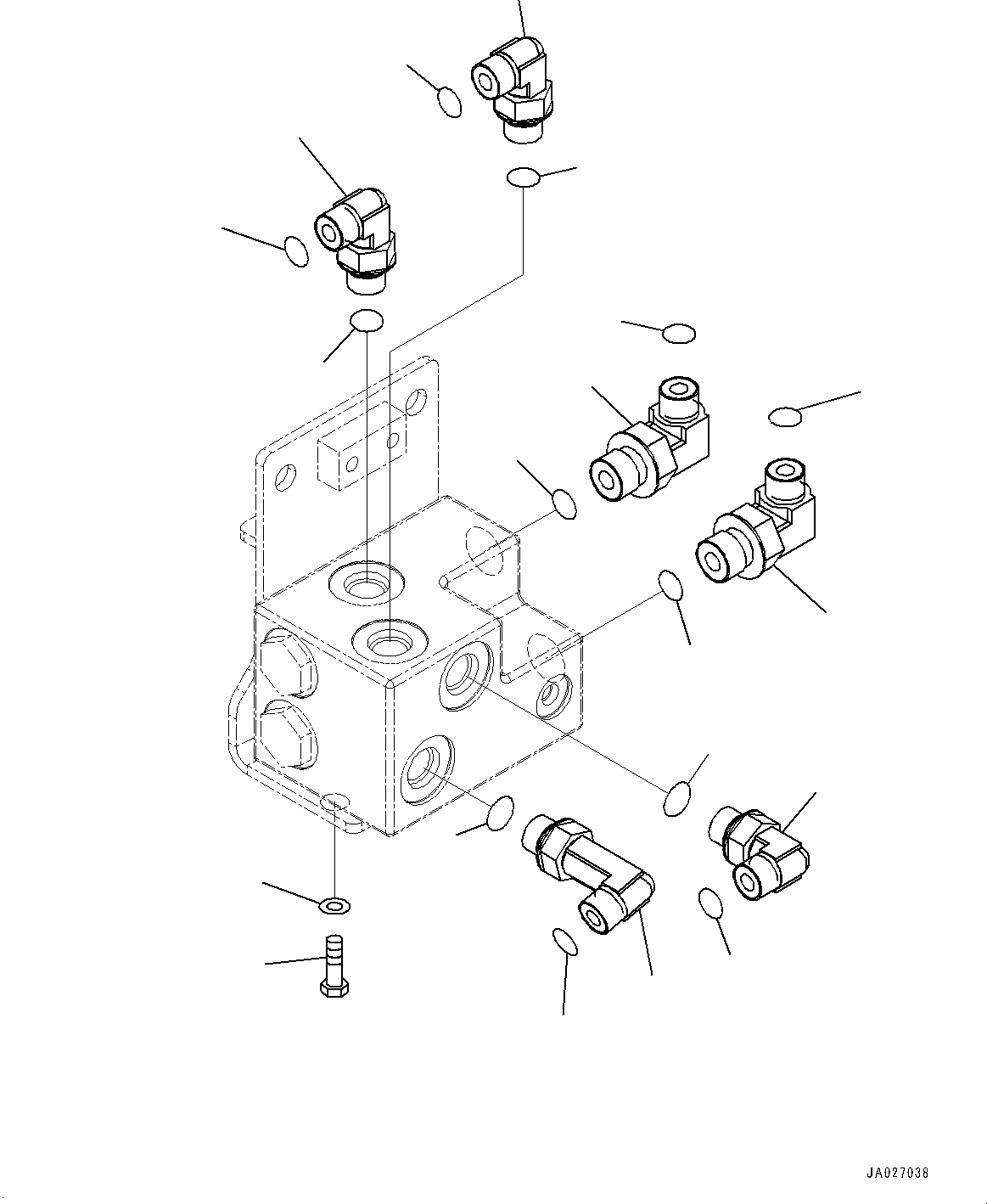 Bulldozers Komatsu / D51EX-24 S/N 10001-UP(0001119C) / Dozer Blade Lift Cylinder Piping, Quick Drop Valve Related Parts (#10001-)(H011005 : H2210-002005)