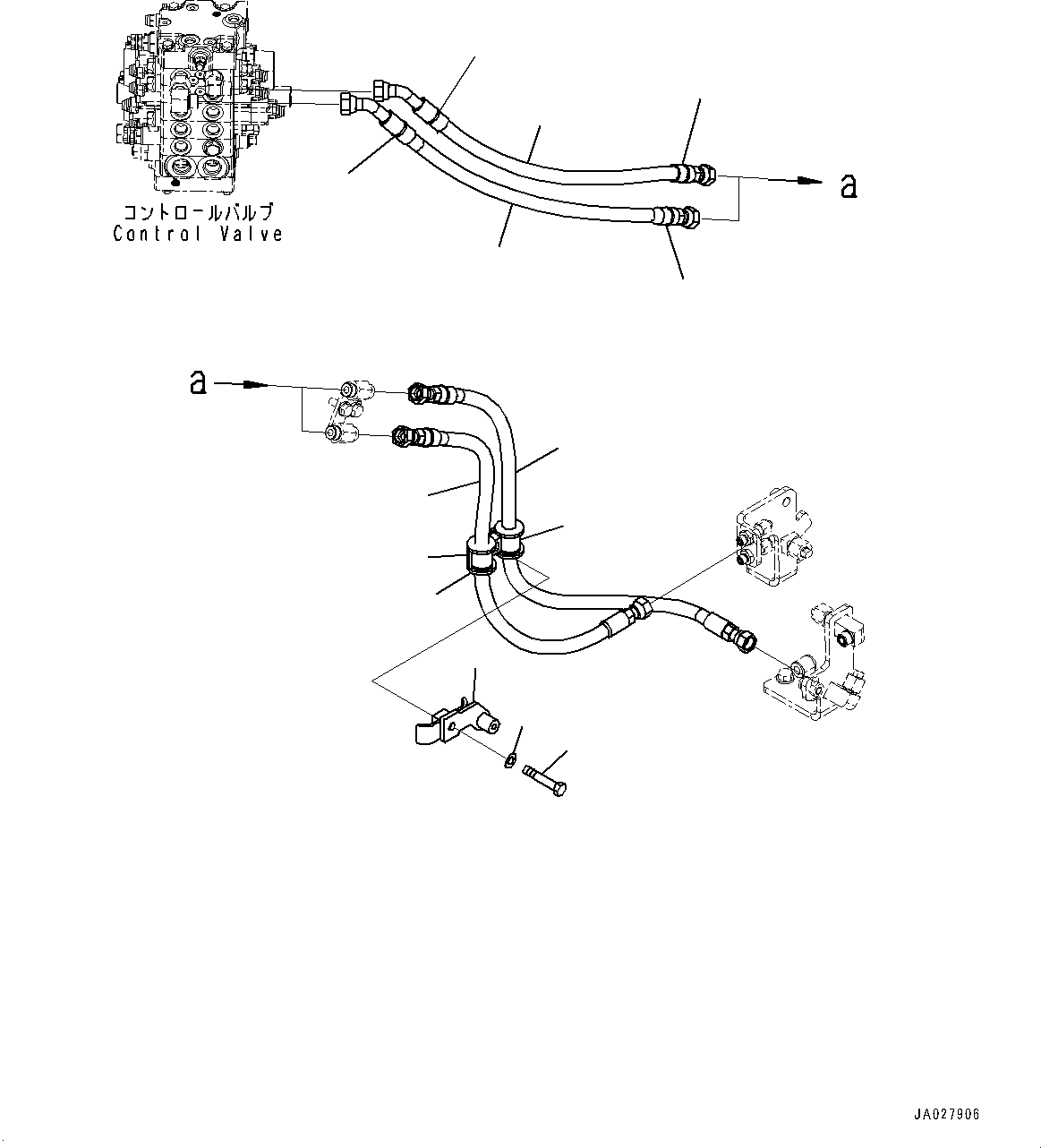 Bulldozers Komatsu / D51EX-24 S/N 10001-UP(0001119C) / Rear Hydraulic Piping, Control Valve Piping (With Winch) (#10001-)(H014002 : H2250-001002)