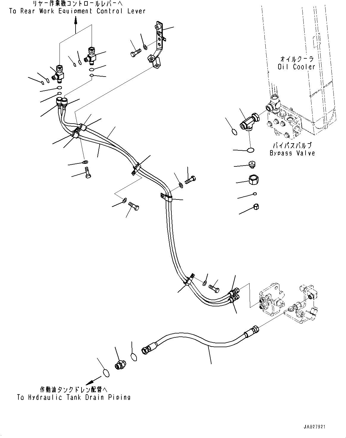 Bulldozers Komatsu / D51EX-24 S/N 10001-UP(0001119C) / Rear Hydraulic Piping, PPC Valve Piping (With Winch) (#10001-)(H014003 : H2250-001003)