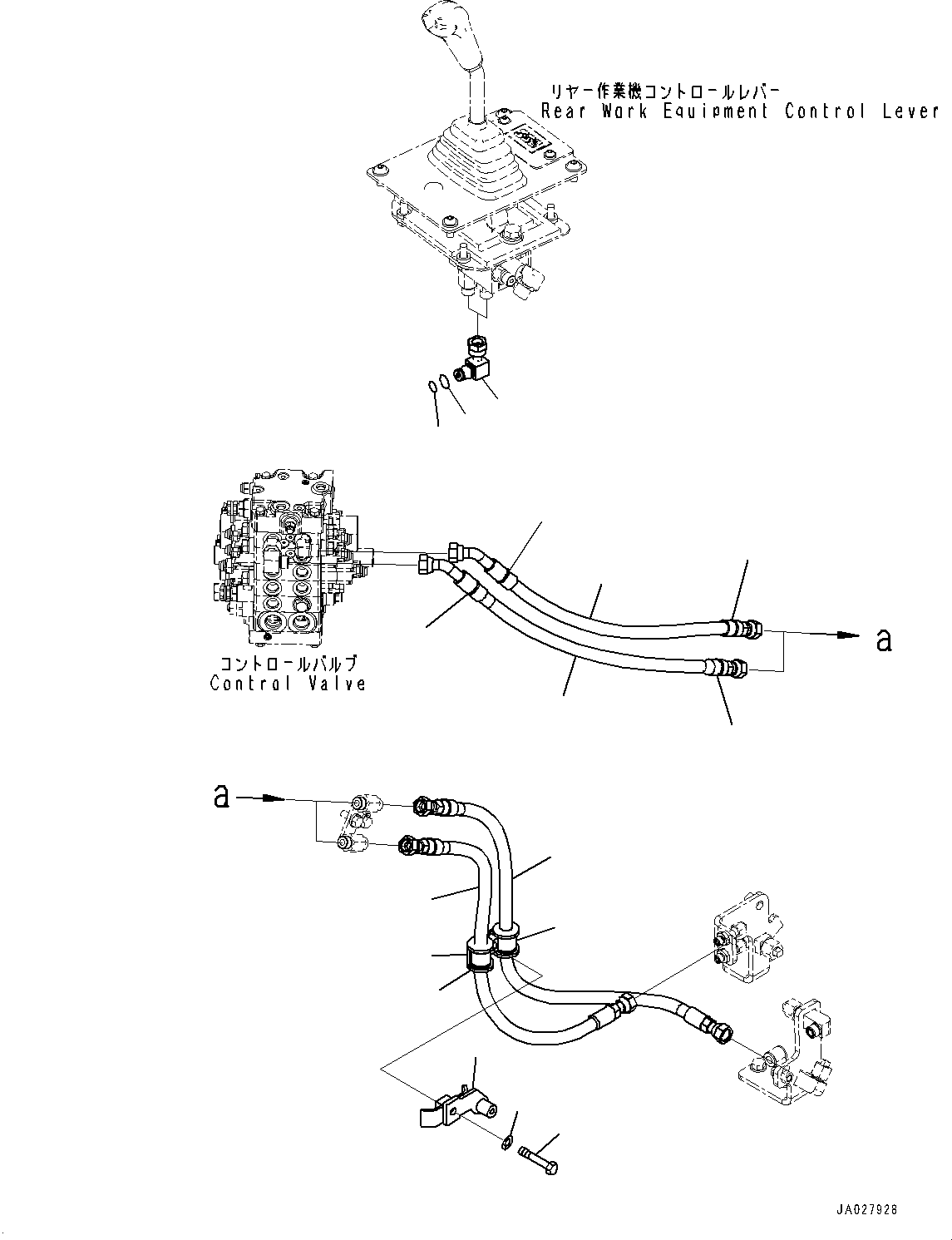 Bulldozers Komatsu / D51EX-24 S/N 10001-UP(0001119C) / Rear Hydraulic Piping, Control Valve Piping (With Rear 1-Attachment) (#10001-)(H015002 : H2250-002002)