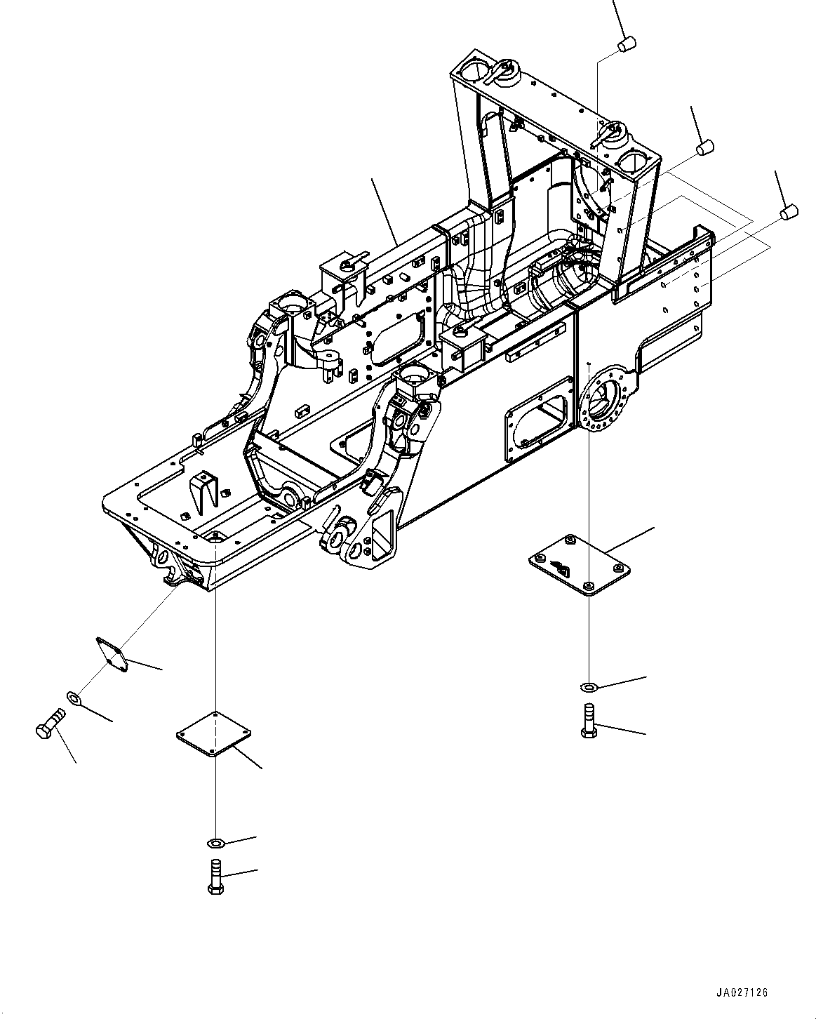 Bulldozers Komatsu / D51EX-24 S/N 10001-UP(0001119C) / Main Frame, Frame and Cover (With Hitch)(#10001-10626)(J002001 : J2100-001001)