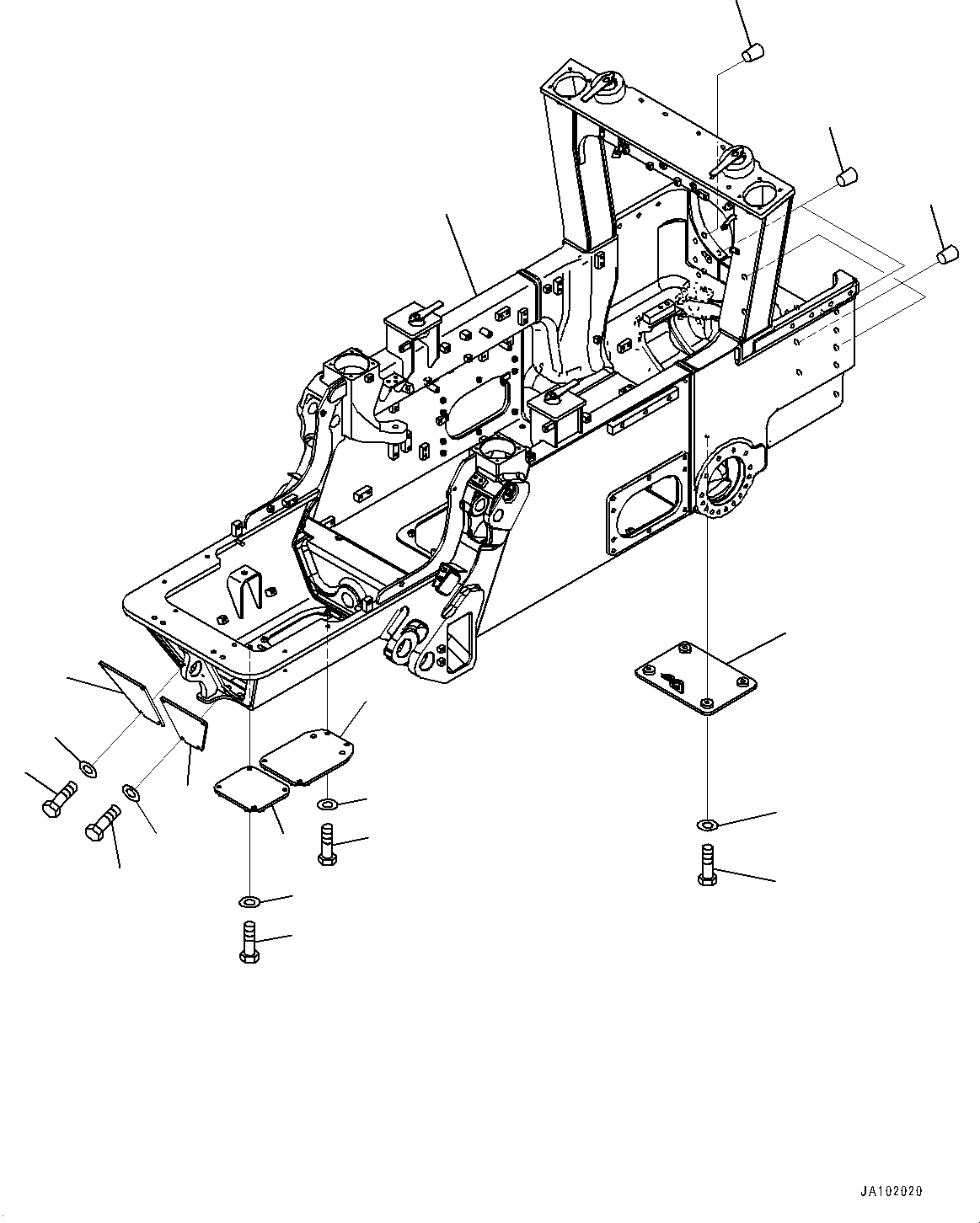 Bulldozers Komatsu / D51EX-24 S/N 10001-UP(0001119C) / Main Frame, Frame and Cover (With Drawbar, Rigid Type)(#10627-)(J003002 : J2100-002001A)