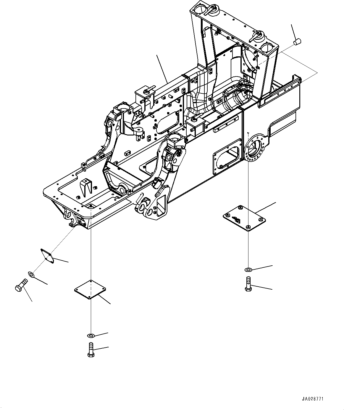 Bulldozers Komatsu / D51EX-24 S/N 10001-UP(0001119C) / Main Frame, Frame and Cover (With Fixed Digging Angle Multi-shank ripper or Towing Winch)(#10001-10626)(J004001 : J2100-003001)