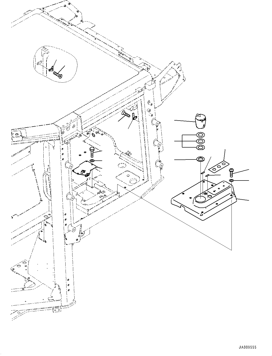 Bulldozers Komatsu / D51EX-24 S/N 10001-UP(0001119C) / Cab, Rubber Antenna Mounting and Speaker (With KOMTRAX, 3G) (#10001-)(K009020 : K0210-002020)
