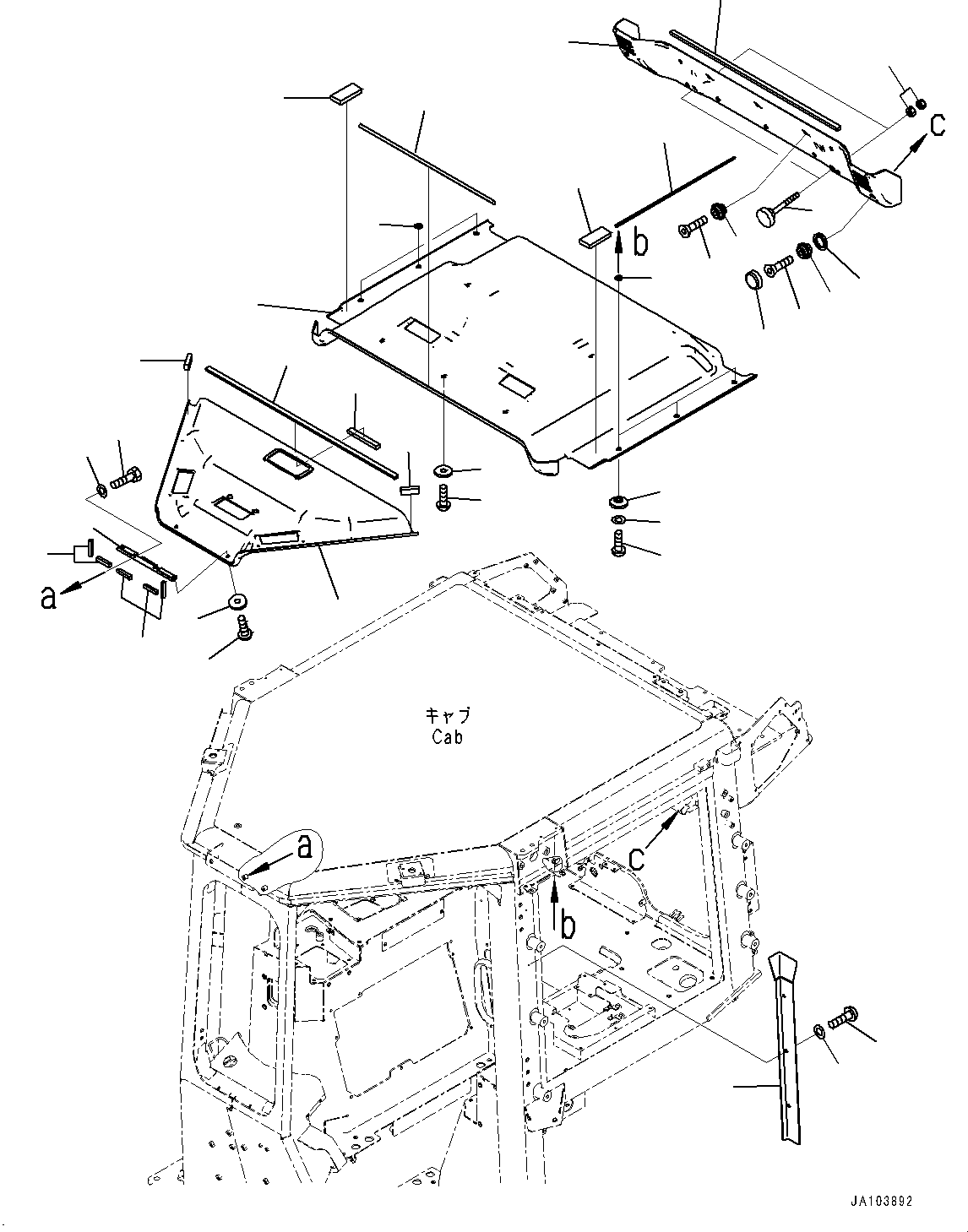 Bulldozers Komatsu / D51EX-24 S/N 10001-UP(0001119C) / Cab, Roof Cover (With Gateway Function Controller) (#10001-)(K014021 : K0210-008021)