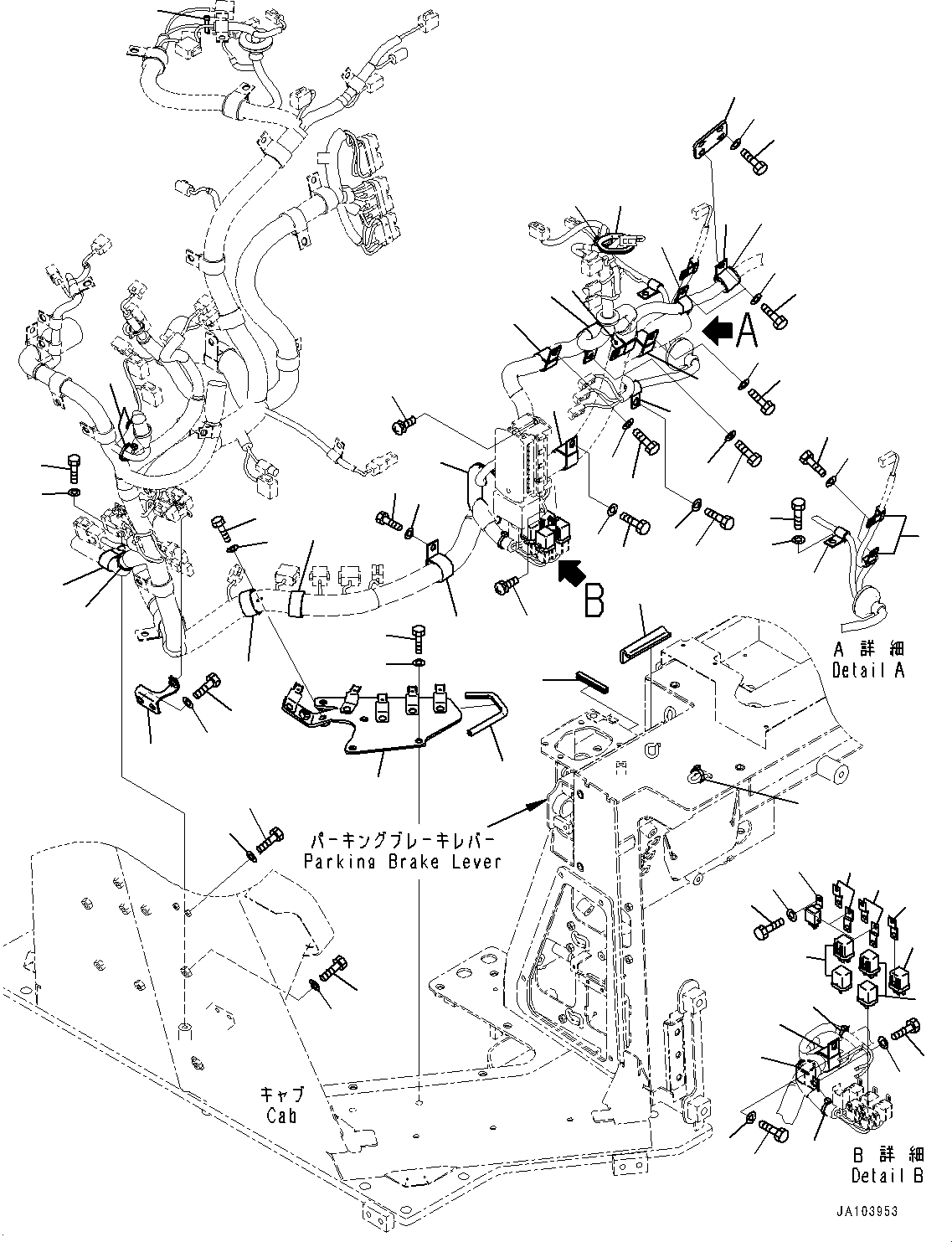 Bulldozers Komatsu / D51EX-24 S/N 10001-UP(0001119C) / Cab, Dashboard Wiring Harness Mounting (2/2) (With Gateway Function Controller) (#10001-)(K014047 : K0210-008047)