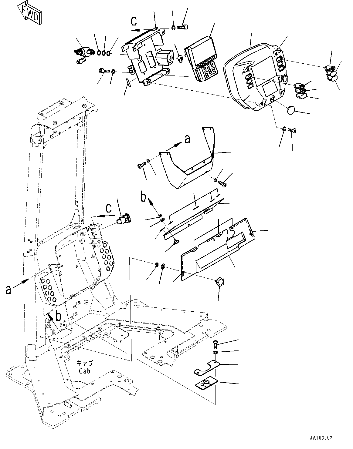 Bulldozers Komatsu / D51EX-24 S/N 10001-UP(0001119C) / Cab, Dashboard, Monitor Panel and Switch (With Gateway Function Controller, ID Key) (#10001-)(K014050 : K0210-008050)