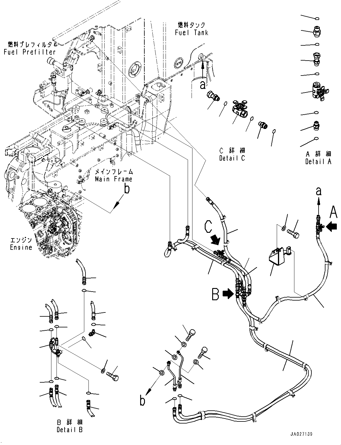 Bulldozers Komatsu / D51PX-24 S/N 10001-UP(0001120C) / Fuel Supply Piping, Fuel Piping (#10001-)(D002001 : D0200-001001)