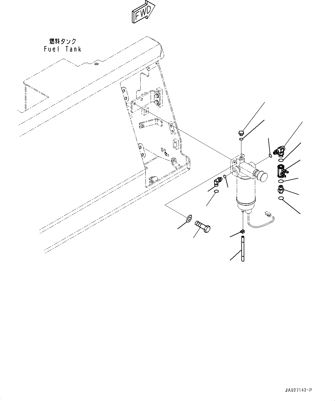 Bulldozers Komatsu / D51PX-24 S/N 10001-UP(0001120C) / Fuel Supply Piping, Fuel Prefilter Mounting (2/2) (#10001-)(D002005 : D0200-001005)