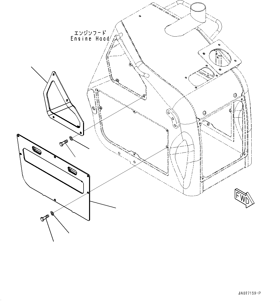 Bulldozers Komatsu / D51PX-24 S/N 10001-UP(0001120C) / Engine Hood, Cover, R.H. (#10001-)(M002005 : M2141-001005)