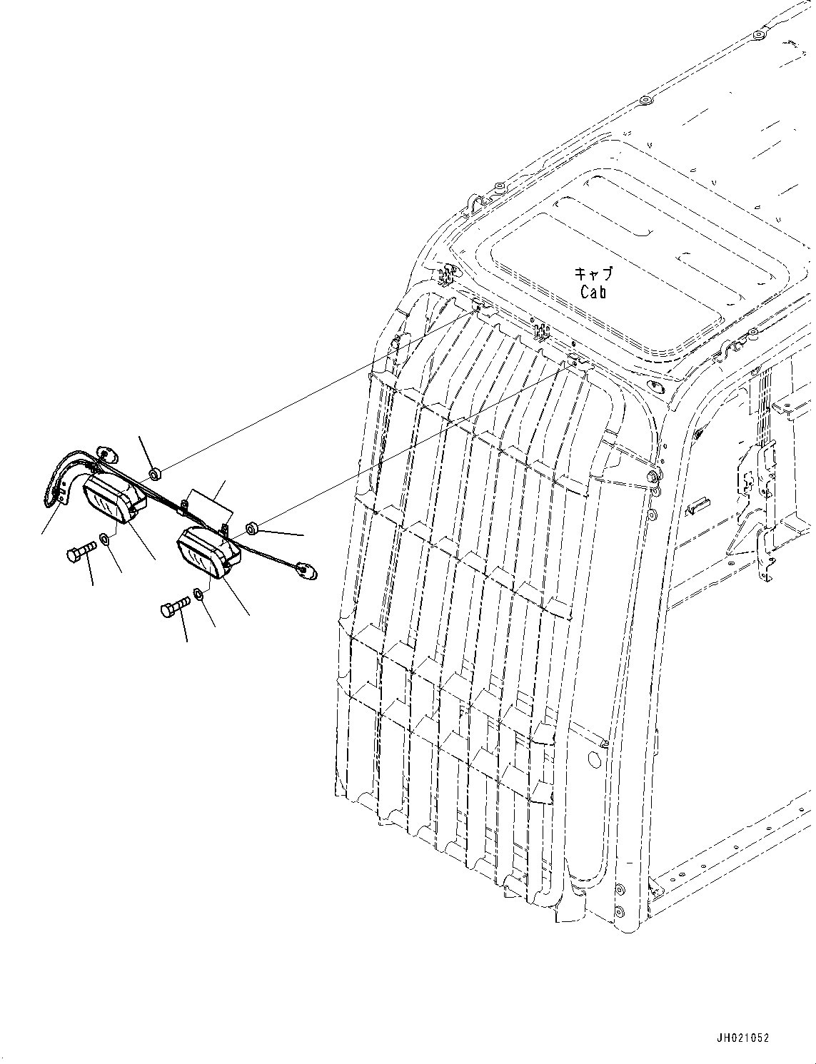 Excavators Komatsu / PC210LCI-11 S/N 500470-UP(0001123C) / Additional Working Lamp, (With Cab Front Full Guard LV1 or LV2) (#500470-)(E003001 : E0310-001001)