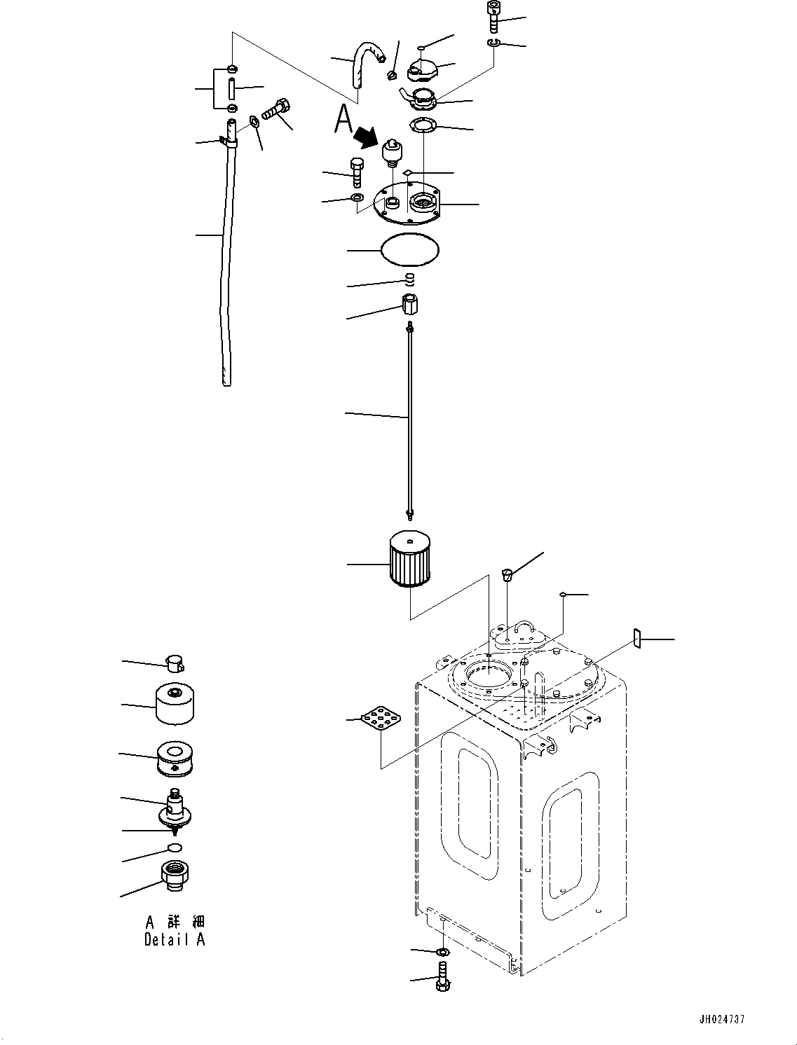 Excavators Komatsu / PC210LCI-11 S/N 500470-UP(0001123C) / Hydraulic Tank, Breather (1-Additional Actuator Piping, Accumulator)(#500470-502655)(H002002 : H0110-002002)