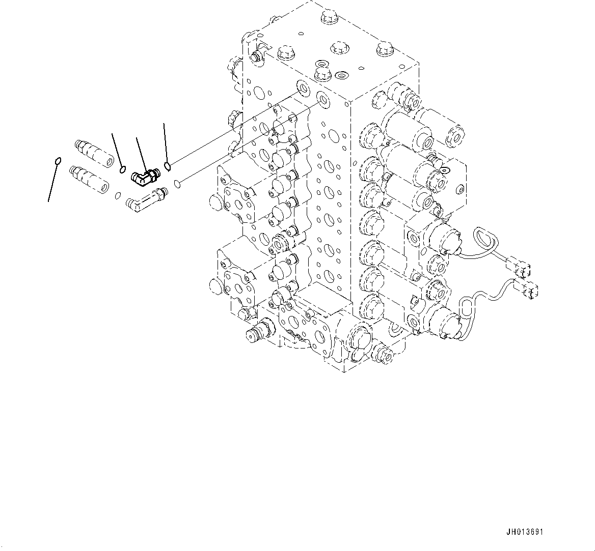 Excavators Komatsu / PC210LCI-11 S/N 500470-UP(0001123C) / Control Valve, Connecting Parts (2/5) (1-Additional Actuator Piping, Accumulator) (#500470-)(H006025 : H0120-002025)