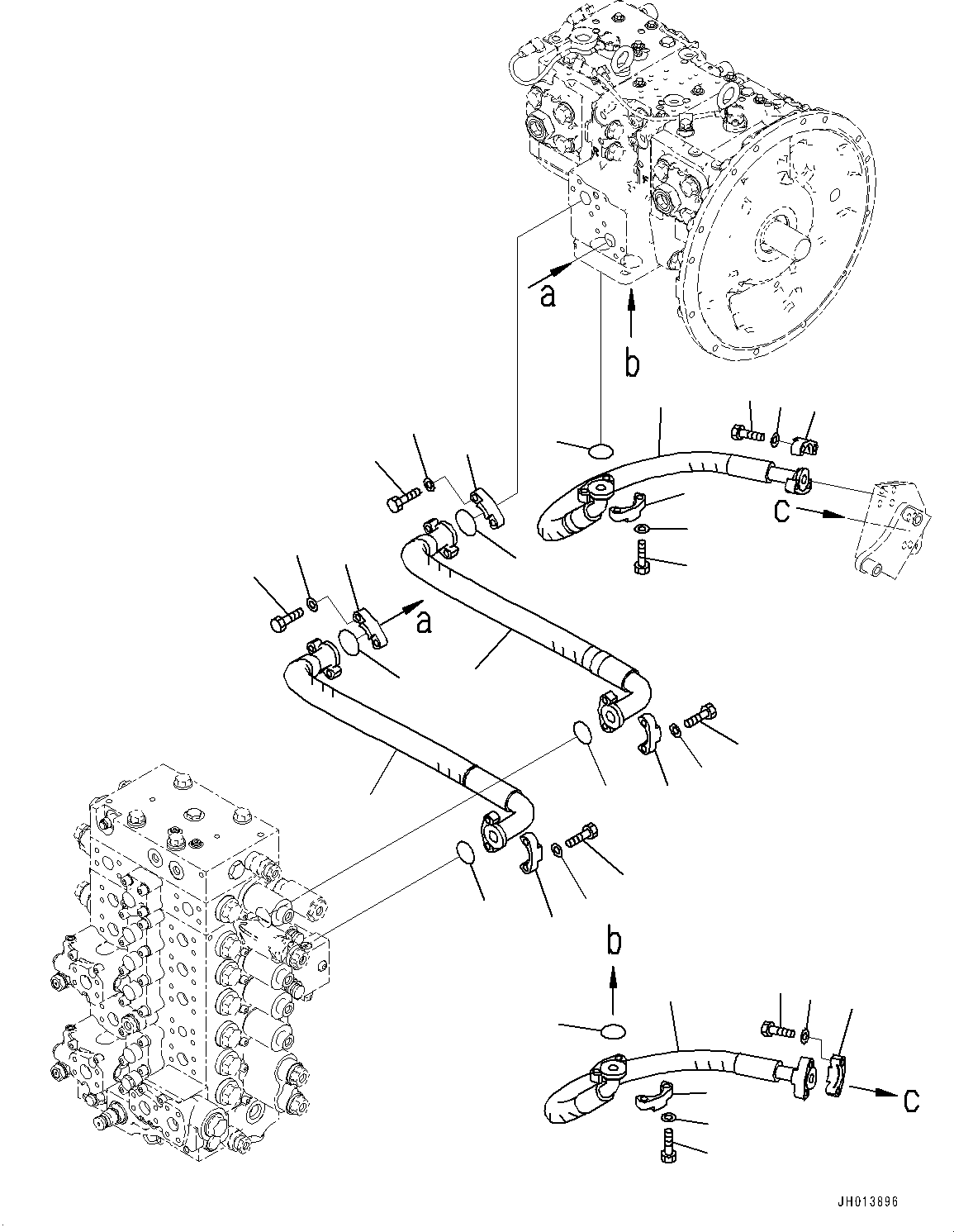 Excavators Komatsu / PC210LCI-11 S/N 500470-UP(0001123C) / Delivery Piping (#500470-)(H011001 : H0312-001001)