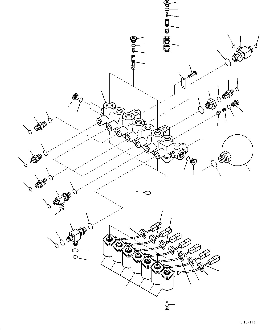 Excavators Komatsu / PC210LCI-11 S/N 500470-UP(0001123C) / Solenoid Valve, Related Parts (1-Additional Actuator Piping, Accumulator) (#500470-)(H027001 : H1831-002001)