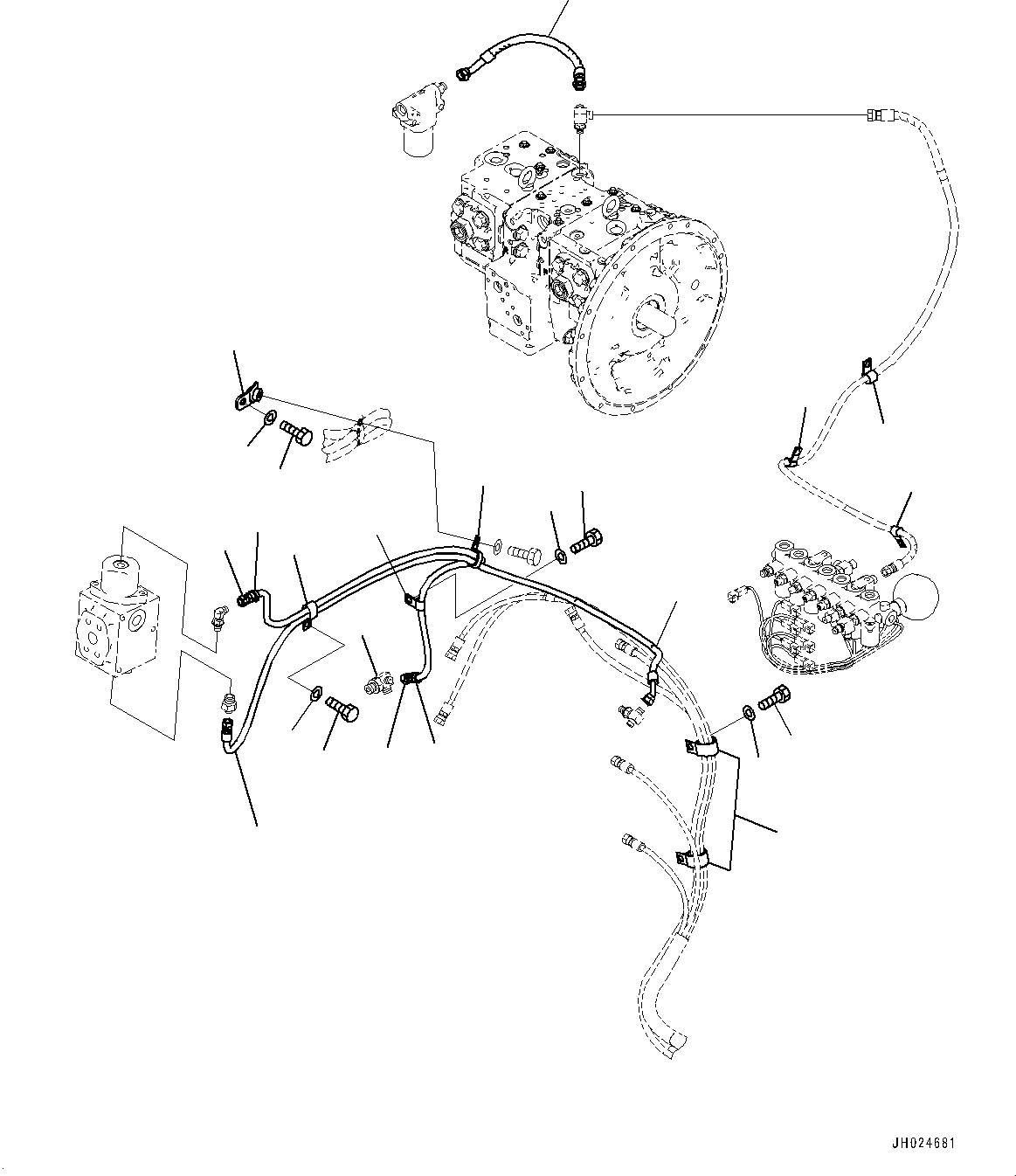 Excavators Komatsu / PC210LCI-11 S/N 500470-UP(0001123C) / Solenoid Valve, Piping (2/2) (1-Additional Actuator Piping, Accumulator)(#500470-)(H027005 : H1831-002004A)