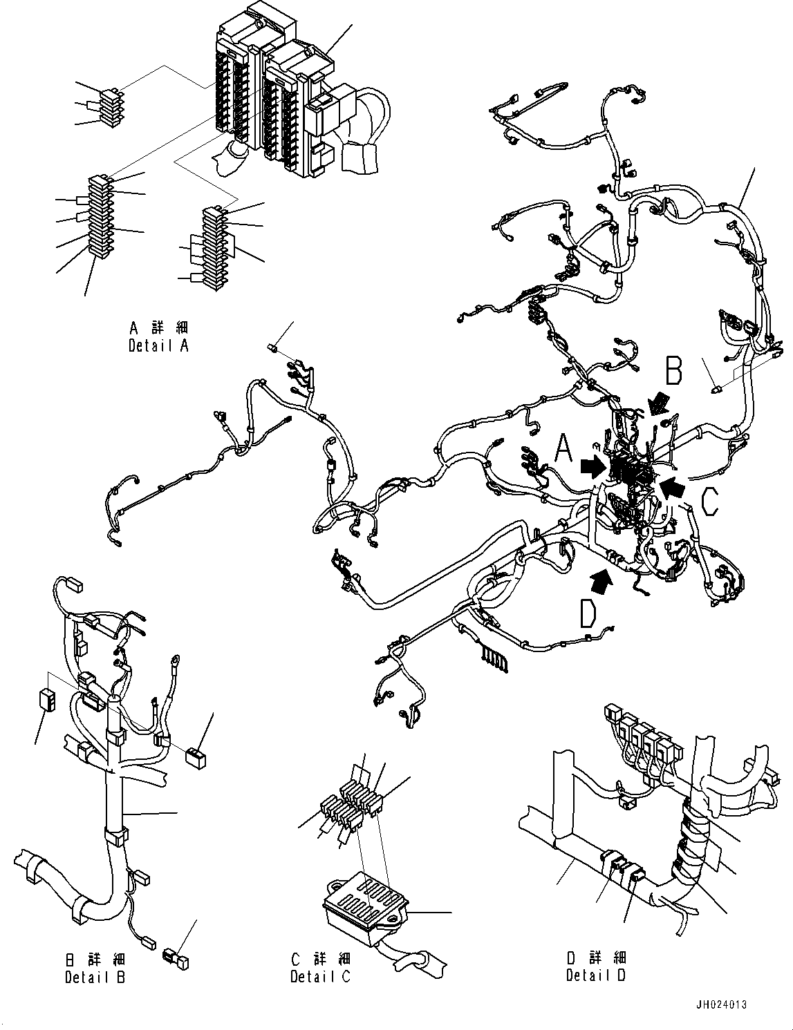 Excavators Komatsu / PC210LCI-11 S/N 500470-UP(0001123C) / Cab, Floor, Wiring Harness(#500516-)(K020040 : K1110-001038A)