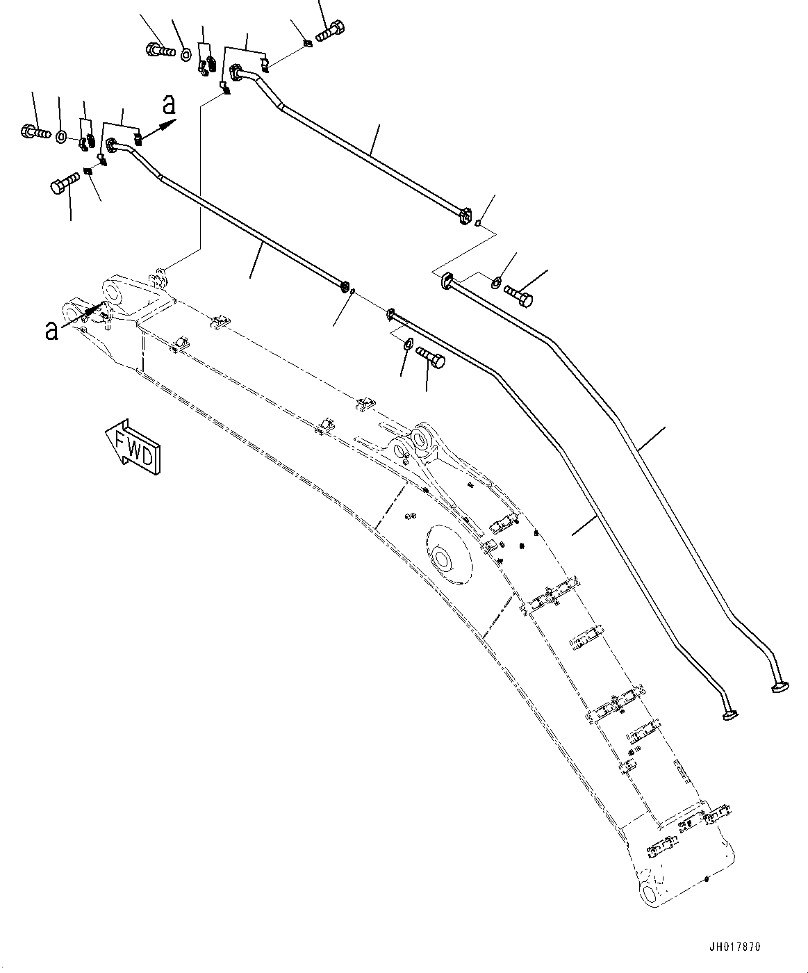 Excavators Komatsu / HB365LC-3 S/N 5001-UP(0001141C) / Boom, Additional Piping (6500mm Heavy Duty Type, 1-Attachment) (#5001-)(T002007 : T1110-002007)