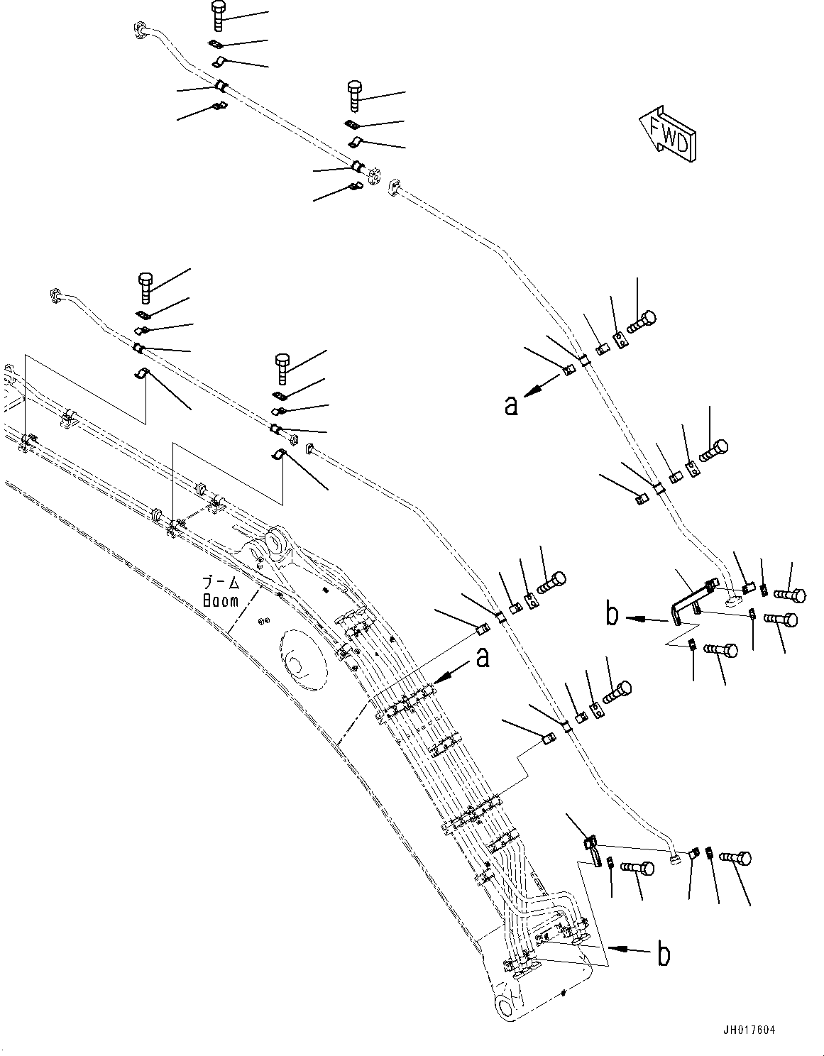 Excavators Komatsu / HB365LC-3 S/N 5001-UP(0001141C) / Boom, Bracket and Clamp (6500mm Heavy Duty Type, 1-Attachment) (#5001-)(T002008 : T1110-002008)