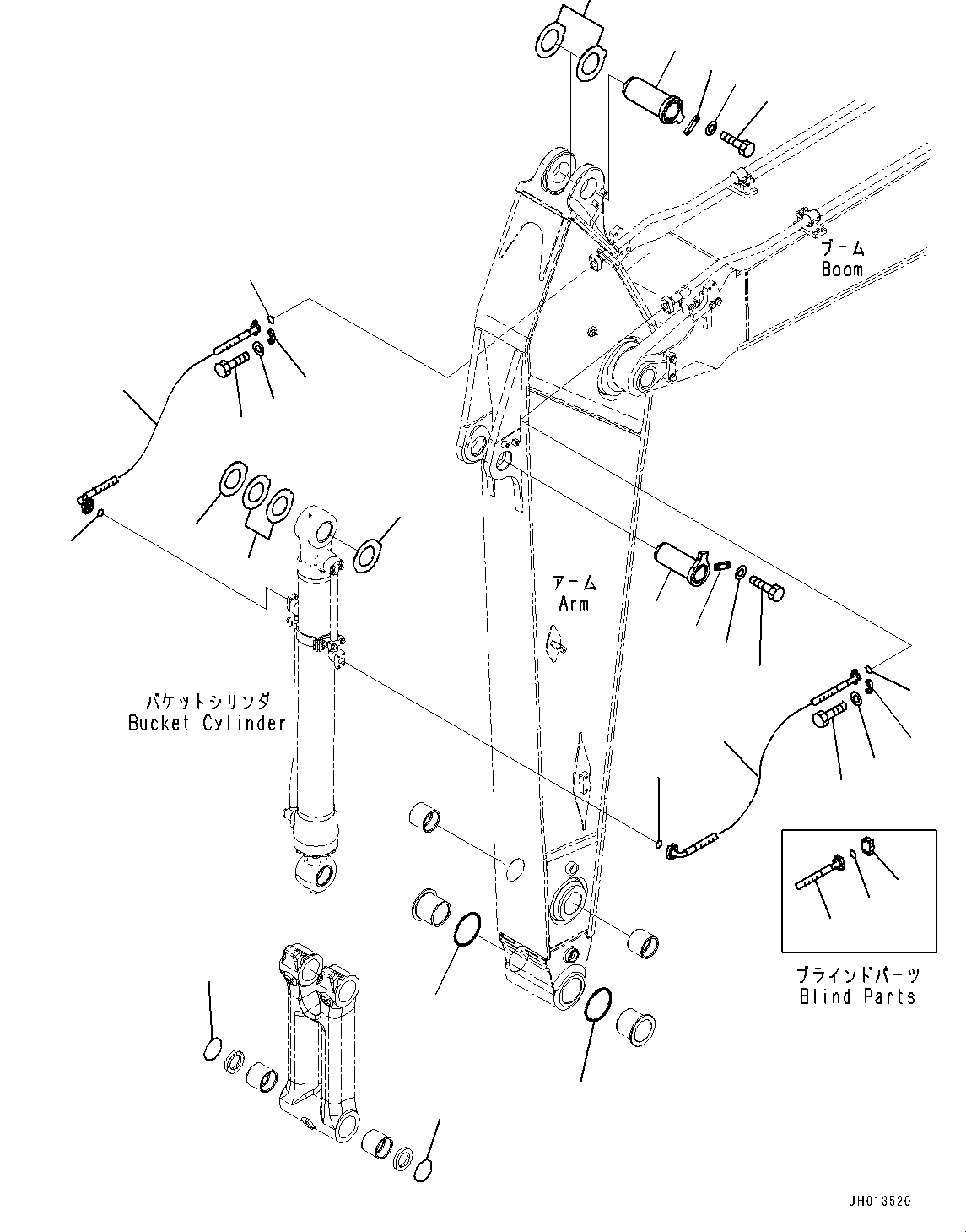 Excavators Komatsu / HB365LC-3 S/N 5001-UP(0001141C) / Arm, Bucket Cylinder Hose and Pin (3200mm, 1-Attachment) (#5001-)(T006004 : T1200-010004)