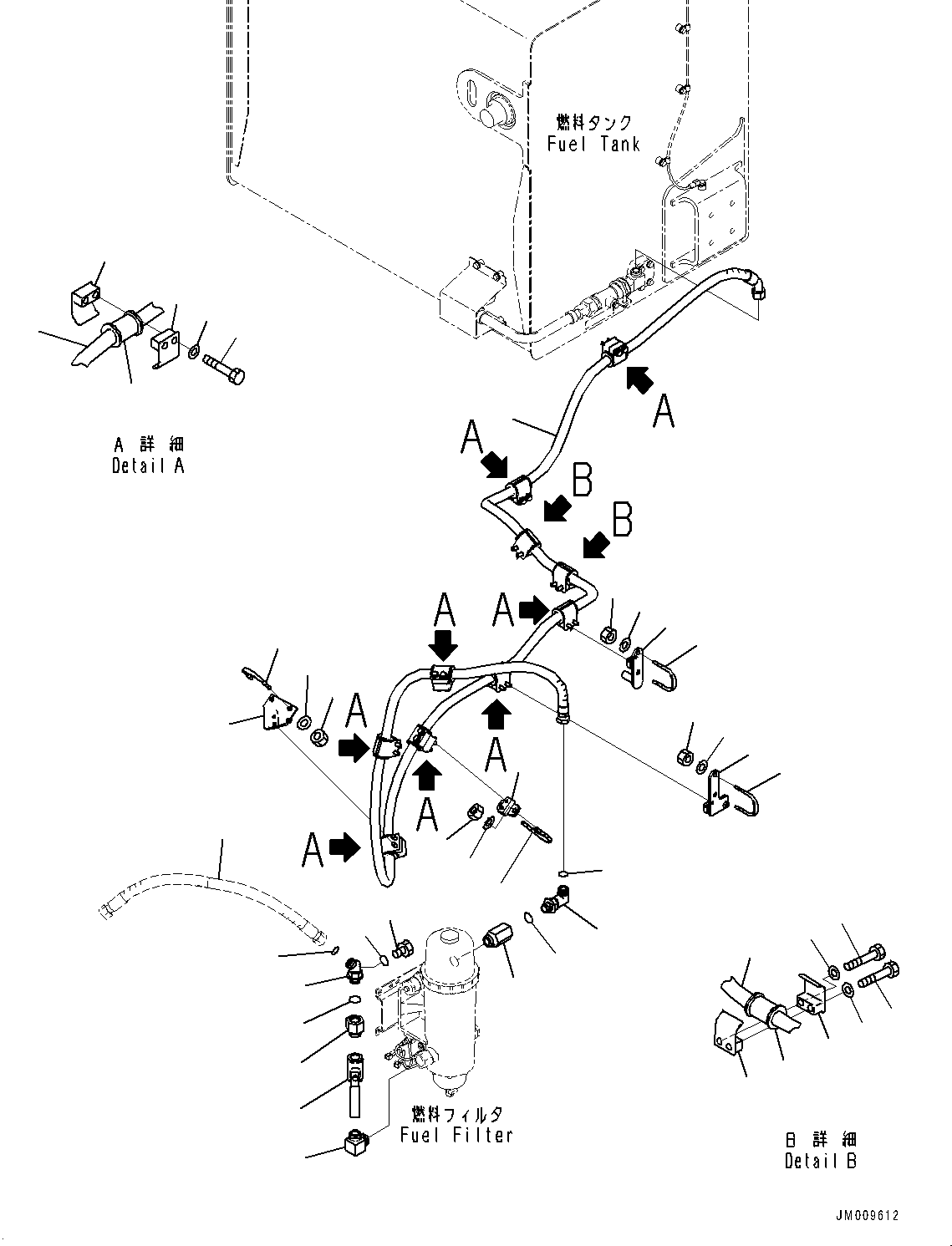 Dump Trucks Komatsu / HD1500-8 S/N 81001-UP(0001174C) / Fuel Piping, Fuel Filter Piping (With Biodiesel Fuel B20) (#81001-)(D004001 : D0200-002001)