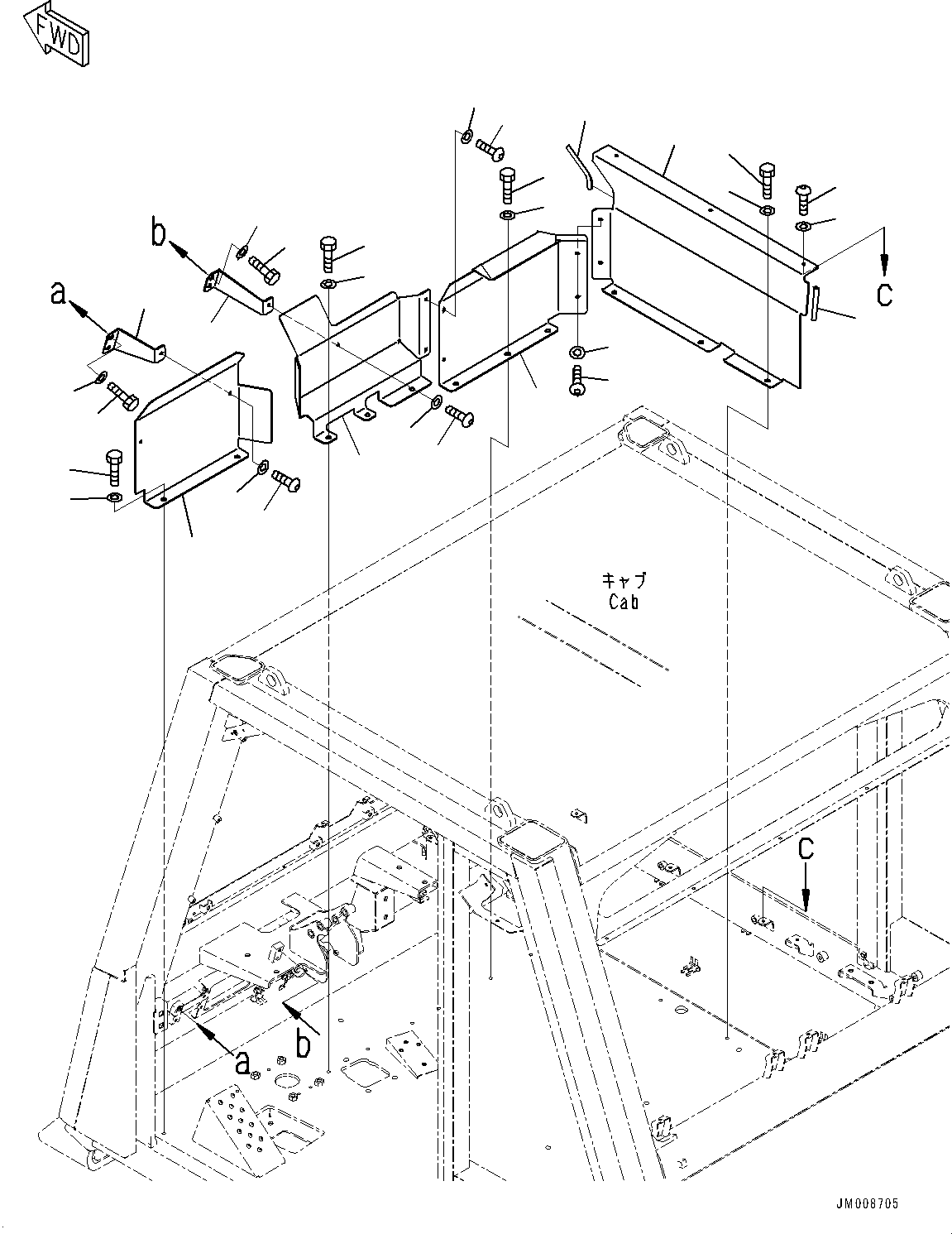 Dump Trucks Komatsu / HD1500-8 S/N 81001-UP(0001174C) / Cab, Cover, Front (#81001-)(K002051 : K0200-008051)