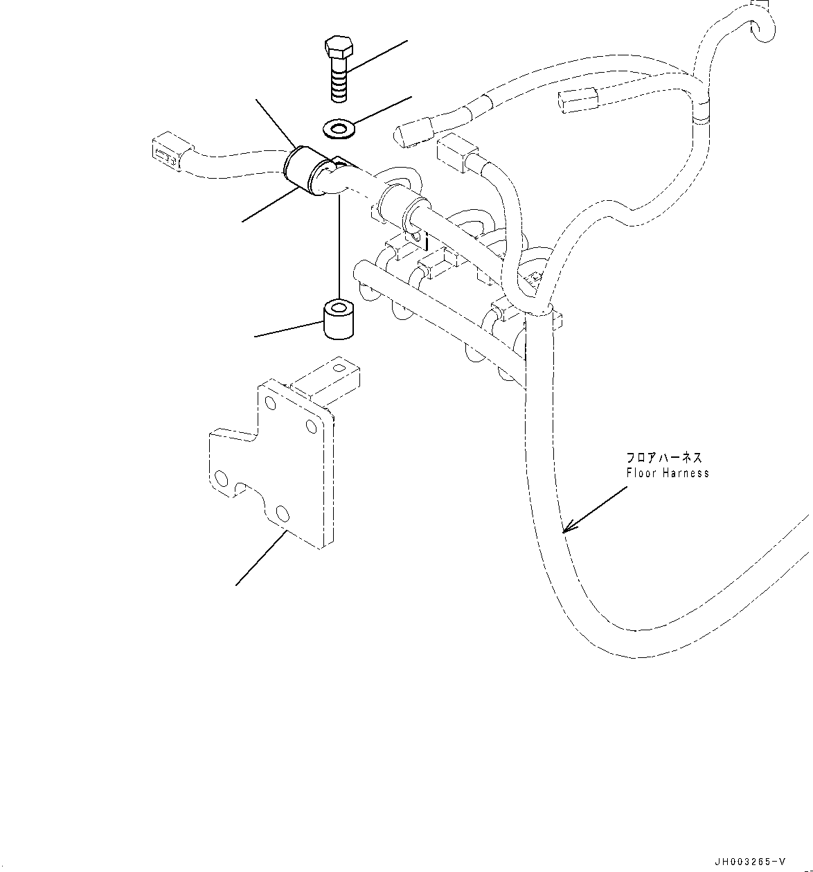 Bulldozers Komatsu / D375A-6R S/N 65001-UP (Mining Specification)(0001178c) / Electric Wiring Harness, Floor Wiring Harness Clamp, R.H. (#65001-)(E003006 : E0200-010006)
