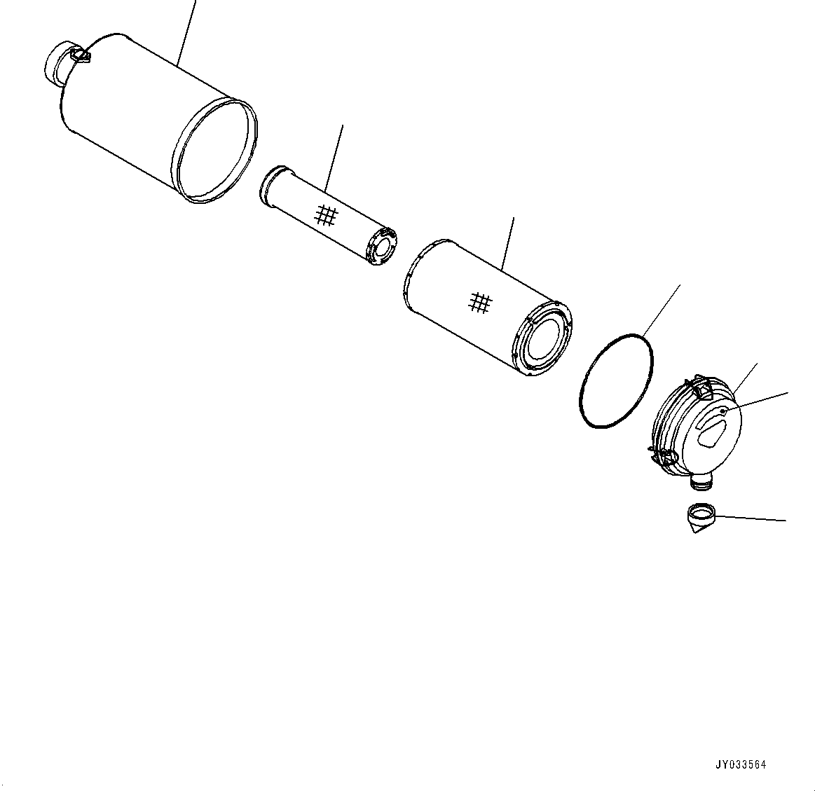 Excavators Komatsu / PC240LC-11 S/N 95001-UP (For KAL)(0001211C) / Air Cleaner, Inner Parts, Air Cleaner (#95001-)(B002001 : B0200-001001)