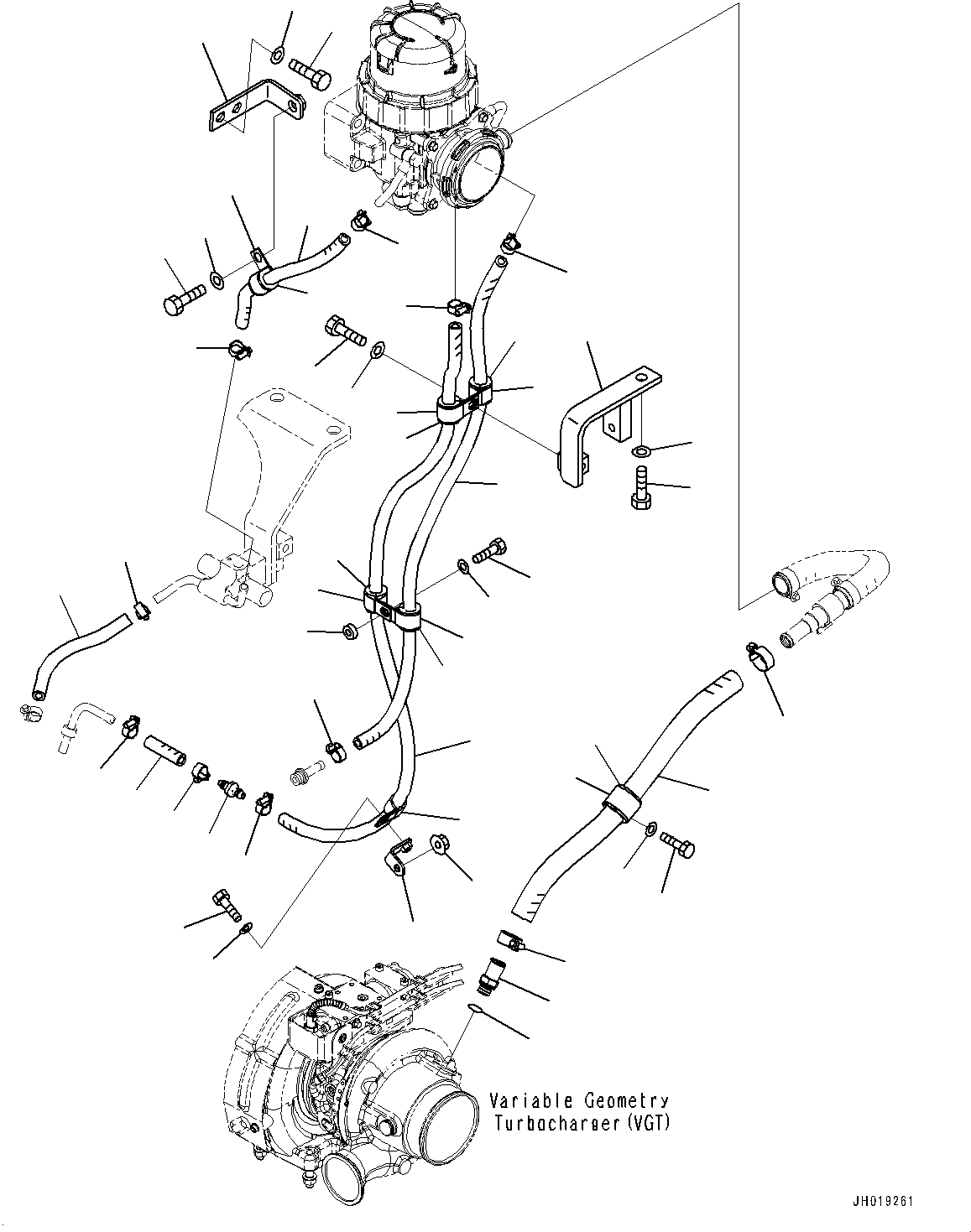 Excavators Komatsu / PC240LC-11 S/N 95001-UP (For KAL)(0001211C) / Air Cleaner, Komatsu Closed Crankcase Ventilation (KCCV) Piping(#95001-95163)(B002005 : B0200-001004)