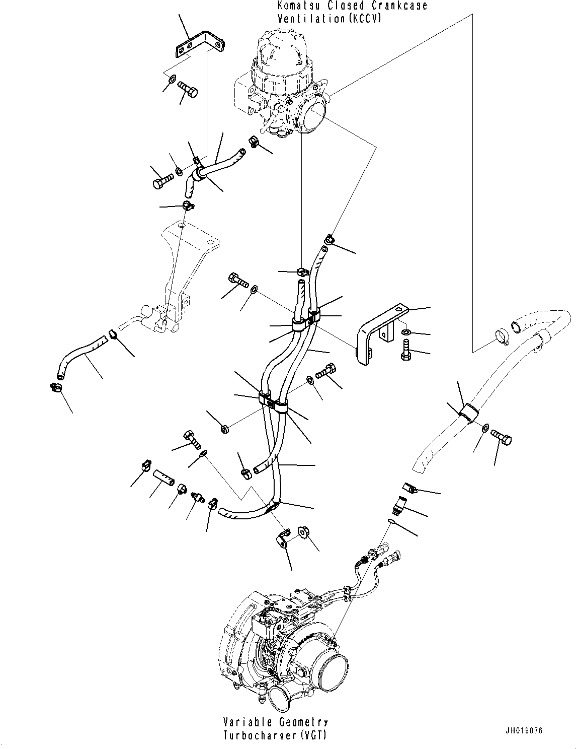 Excavators Komatsu / PC240LC-11 S/N 95001-UP (For KAL)(0001211C) / Air Cleaner, Komatsu Closed Crankcase Ventilation (KCCV) Piping (#95001-)(B004004 : B0200-003004)