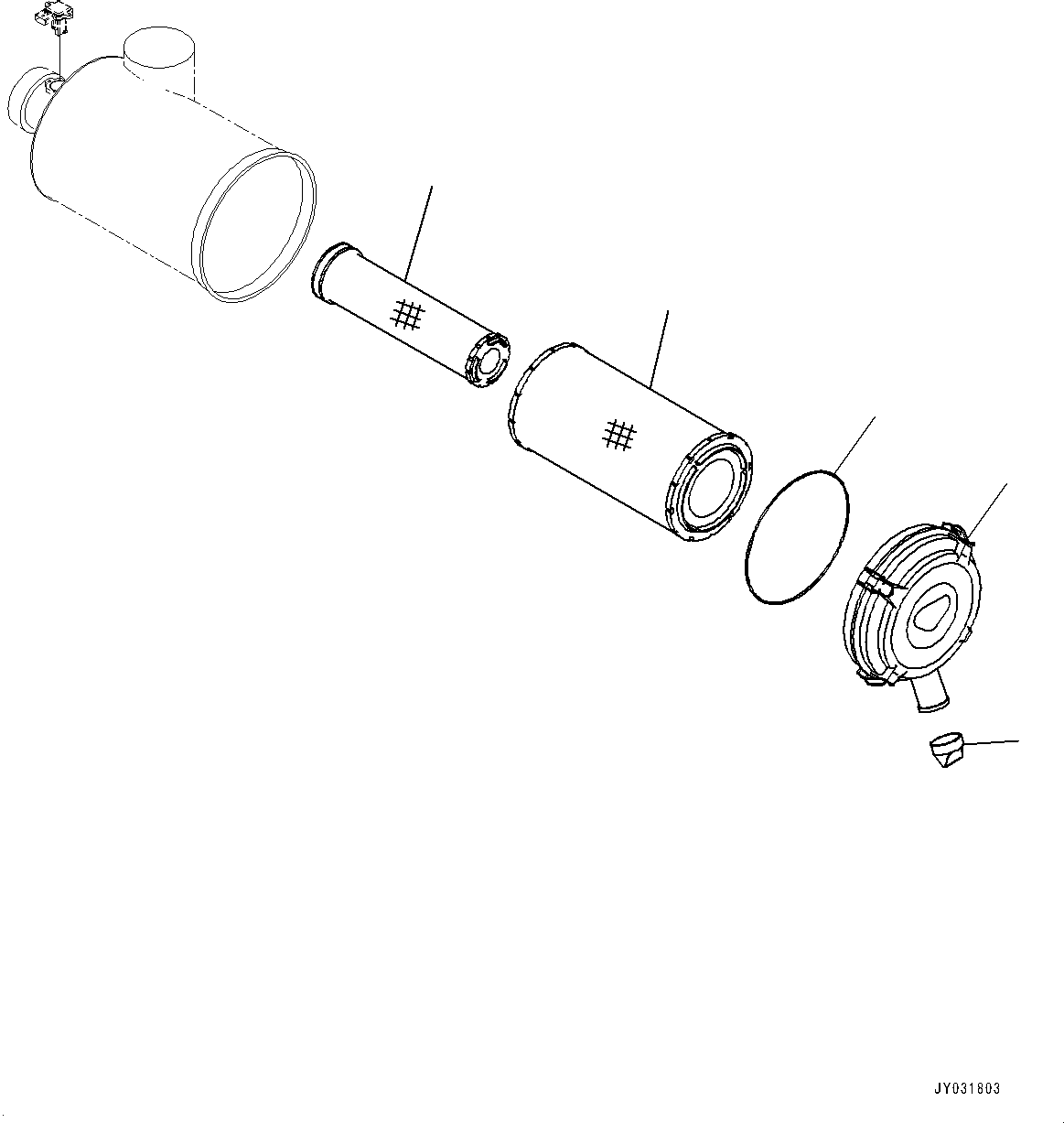 Excavators Komatsu / PC240LC-11 S/N 95001-UP (For KAL)(0001211C) / Air Cleaner, Inner Parts, Air Cleaner (With Pre-cleaner) (#95001-)(B004001 : B0200-003001)