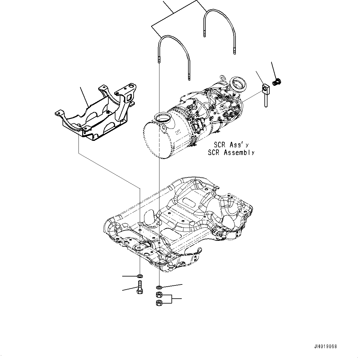 Excavators Komatsu / PC240LC-11 S/N 95001-UP (For KAL)(0001211C) / Exhaust Pipe, Bracket (2/2) (#95001-)(B005003 : B0300-001003)