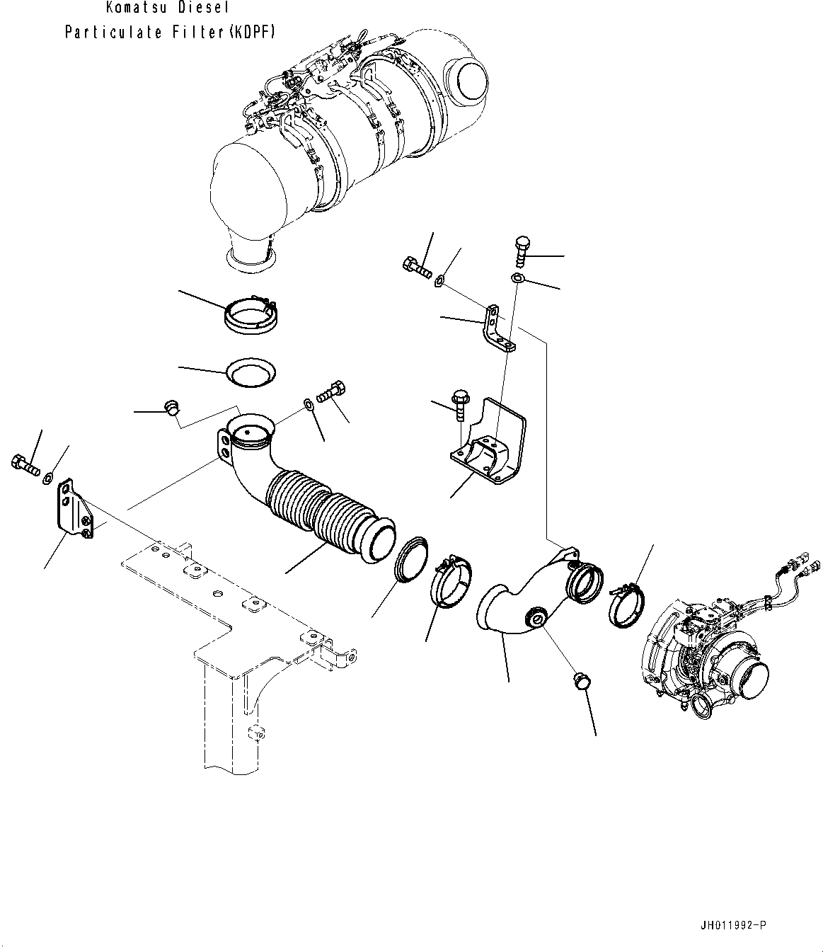 Excavators Komatsu / PC240LC-11 S/N 95001-UP (For KAL)(0001211C) / Exhaust Pipe, Tube and Bracket(#95001-95014)(B005010 : B0300-001010)