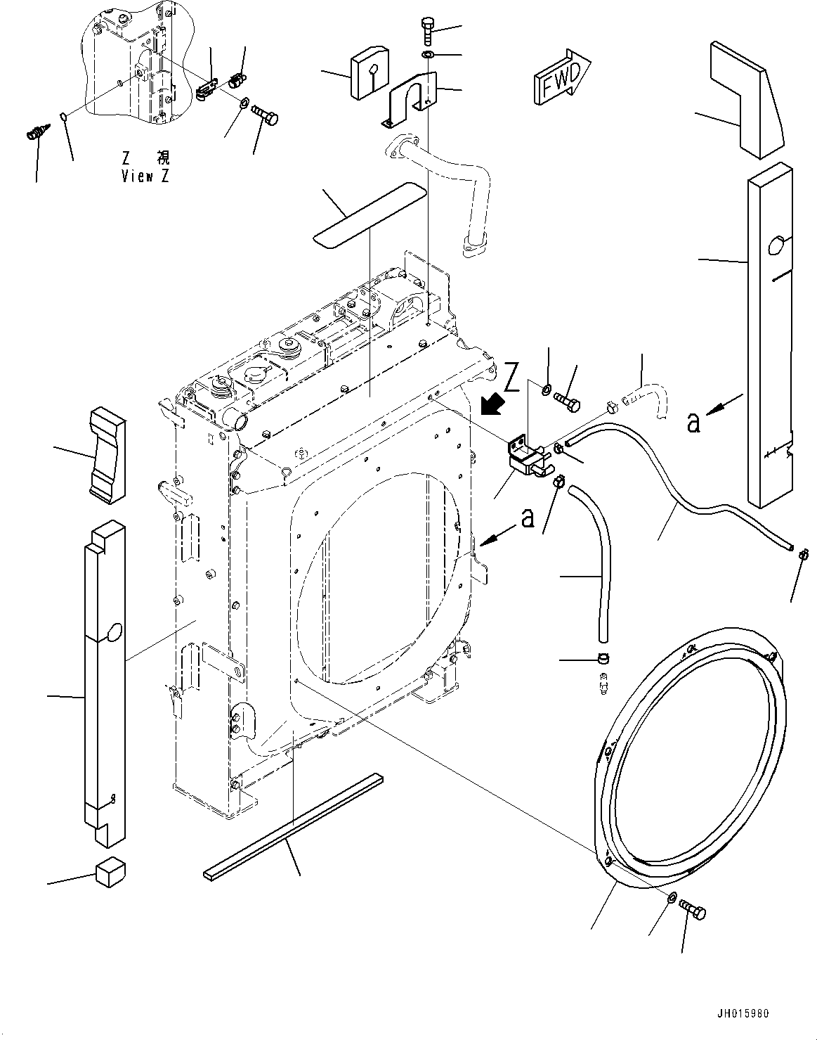 Excavators Komatsu / PC240LC-11 S/N 95001-UP (For KAL)(0001211C) / Cooling System, Cover and Sensor(#95464-)(C001010 : C0100-001009A)