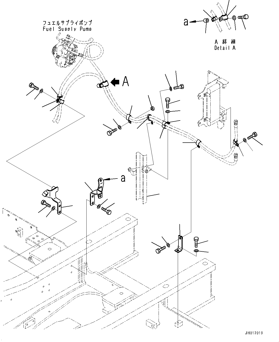Excavators Komatsu / PC240LC-11 S/N 95001-UP (For KAL)(0001211C) / Fuel Piping, Bracket and Clip (#95001-)(D002002 : D0200-001002)
