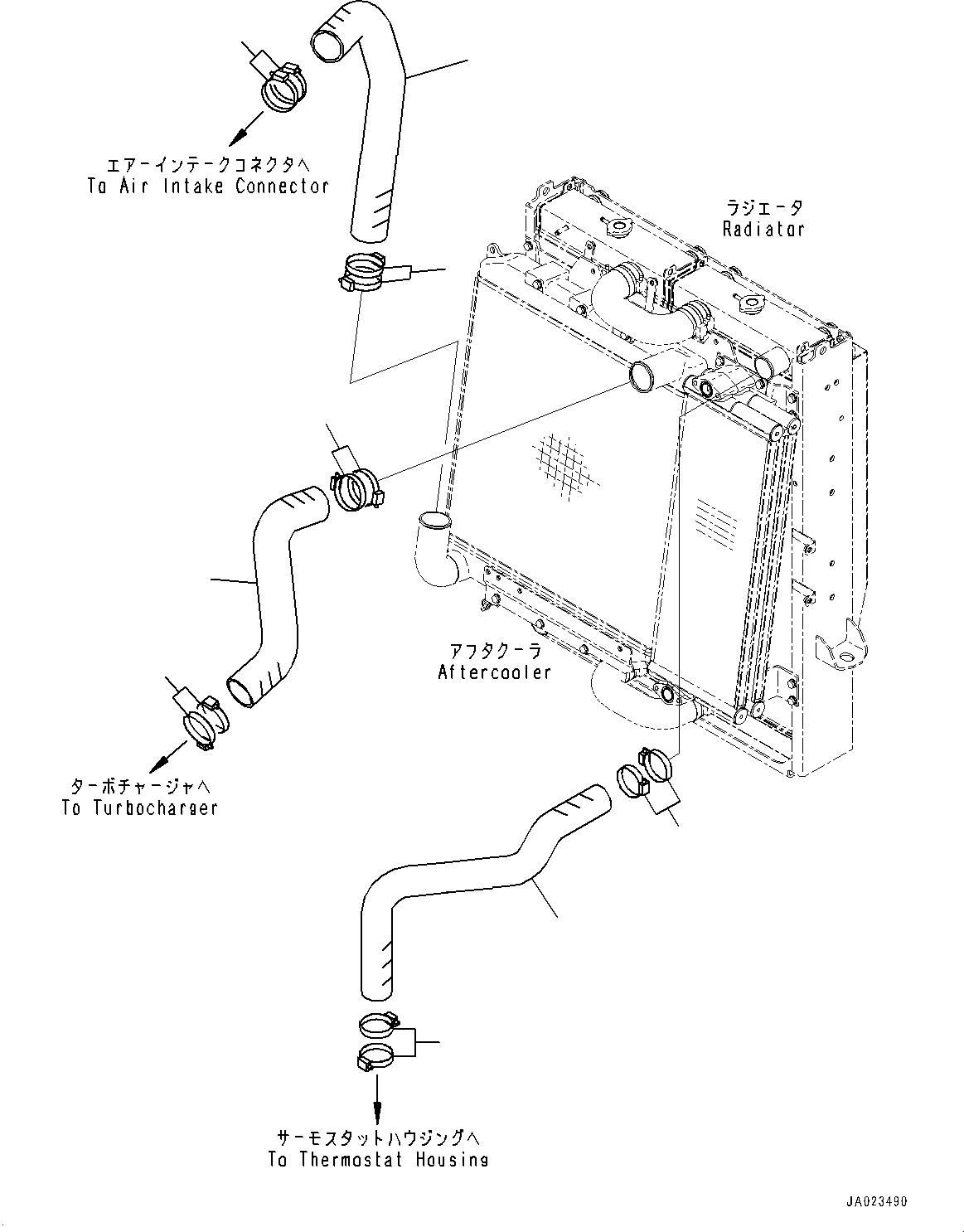 Wheel Loaders Komatsu / WA470-6R S/N 10001-UP (EGR Less Spec.)(0001213C) / Radiator, Torque Converter Cooler Piping (#10001-)(C001020 : C0110-004017)
