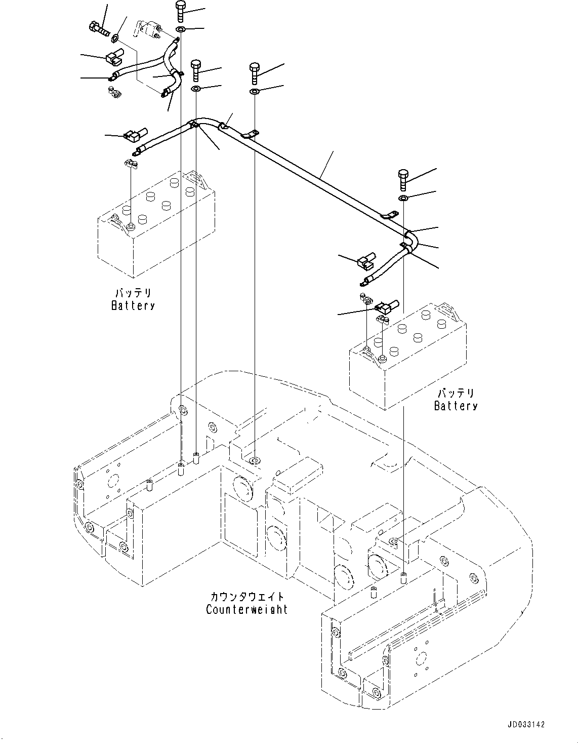 Wheel Loaders Komatsu / WA470-6R S/N 10001-UP (EGR Less Spec.)(0001213C) / Battery Box, Battery Box Wiring Harness (With Battery Disconnect Switch) (#10001-)(E005006 : E0120-013006)