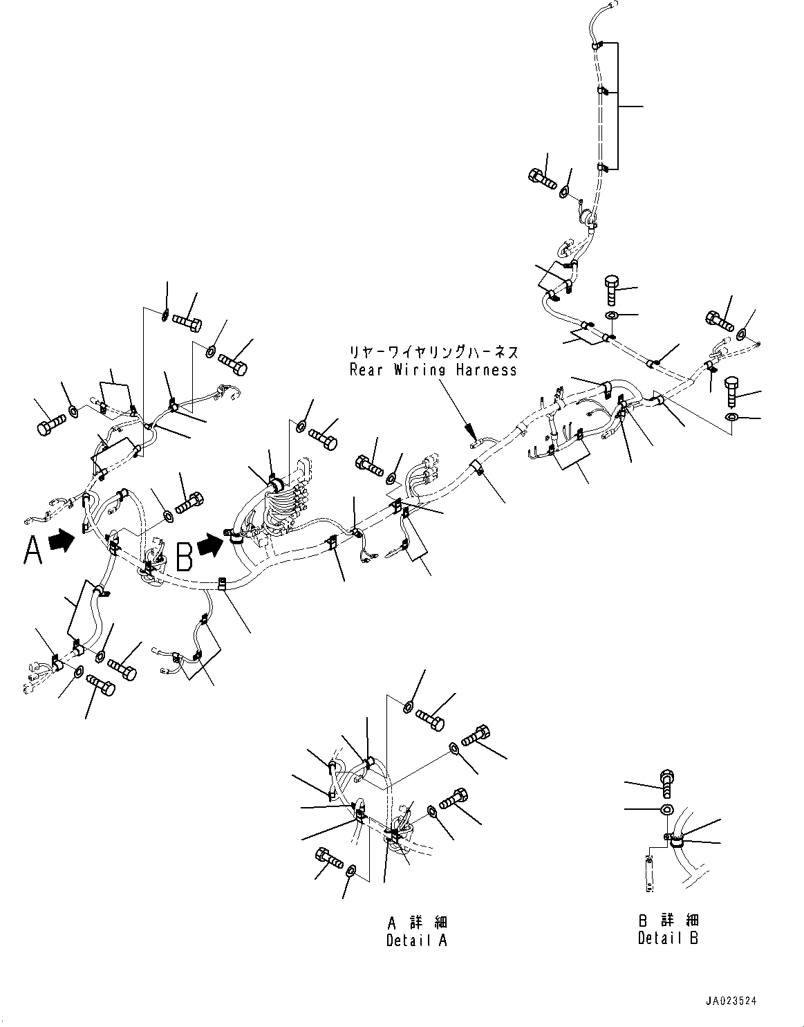 Wheel Loaders Komatsu / WA470-6R S/N 10001-UP (EGR Less Spec.)(0001213C) / Rear Wiring Harness, Mounting (1/2) (#10001-)(E008001 : E0202-003001)