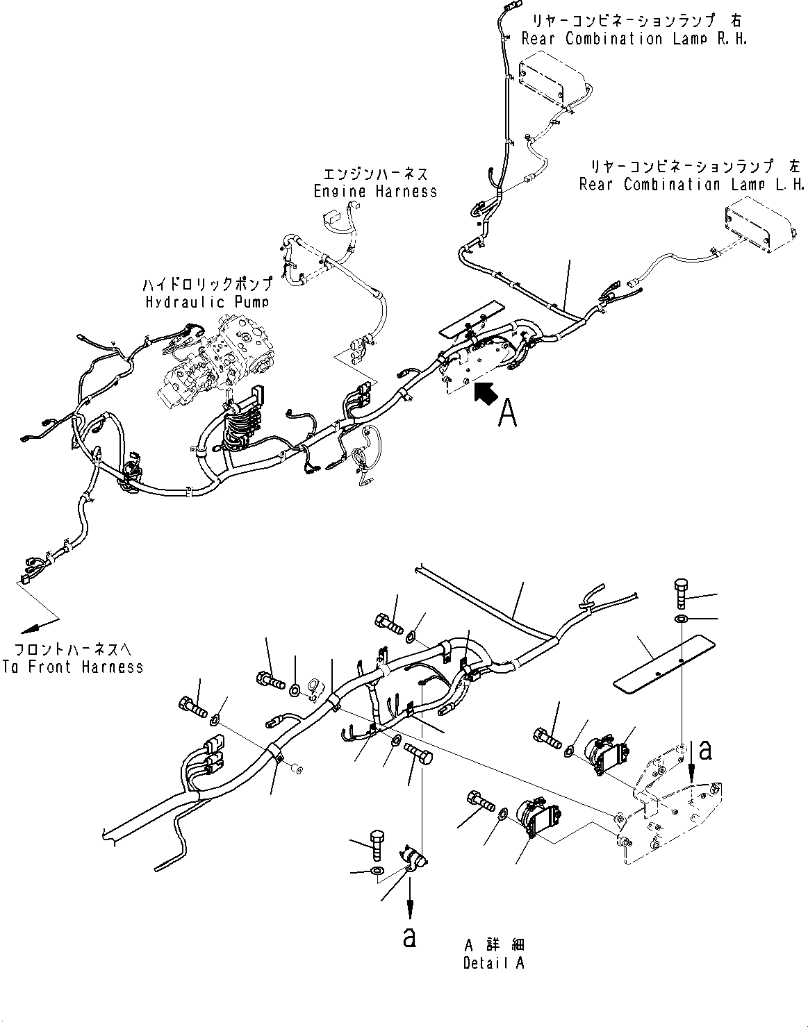 Wheel Loaders Komatsu / WA470-6R S/N 10001-UP (EGR Less Spec.)(0001213C) / Rear Wiring Harness, Wiring Harness and Switch (With Emergency Steering, Automatic Control Type) (#10001-)(E008004 : E0202-003004A)