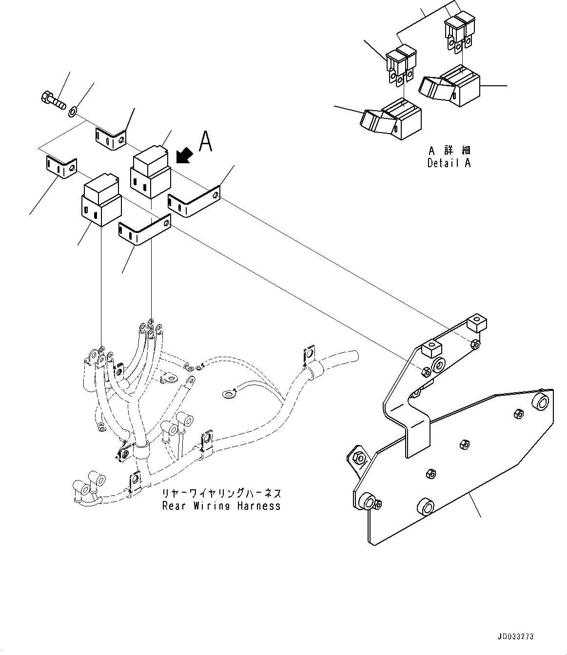 Wheel Loaders Komatsu / WA470-6R S/N 10001-UP (EGR Less Spec.)(0001213C) / Rear Wiring Harness, Cable (With Emergency Steering, Automatic Control Type) (#10001-)(E008006 : E0202-003006)