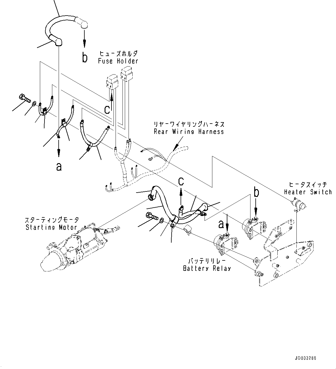 Wheel Loaders Komatsu / WA470-6R S/N 10001-UP (EGR Less Spec.)(0001213C) / Rear Wiring Harness, Ground Cable (With Emergency Steering, Automatic Control Type) (#10001-)(E008007 : E0202-003007A)