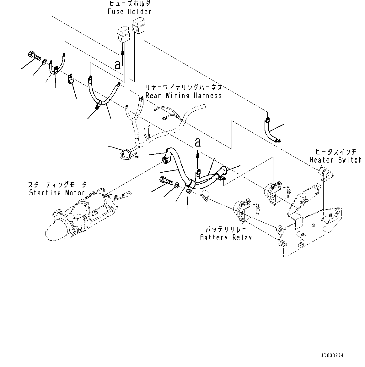Wheel Loaders Komatsu / WA470-6R S/N 10001-UP (EGR Less Spec.)(0001213C) / Rear Wiring Harness, Ground Cable (Without Emergency Steering, Automatic Control Type) (#10001-)(E009007 : E0202-004007A)