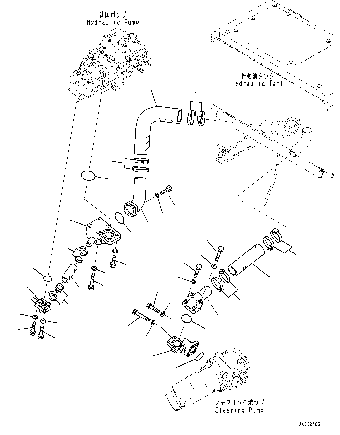 Wheel Loaders Komatsu / WA470-6R S/N 10001-UP (EGR Less Spec.)(0001213C) / Hydraulic Pump, Steering Piping(#10001-)(H011022 : H0210-006023A)