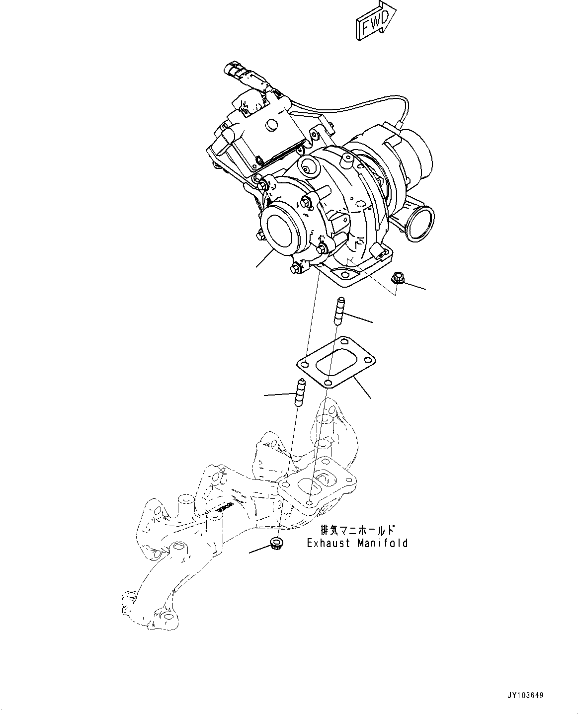 Engines Komatsu / SAA4D107E-3E S/N 26664037-UP (For HB215LC-3)(0001223C) / Variable Geometry Turbocharger (VGT) (#26664037-)(A010001 : A1539-002001)