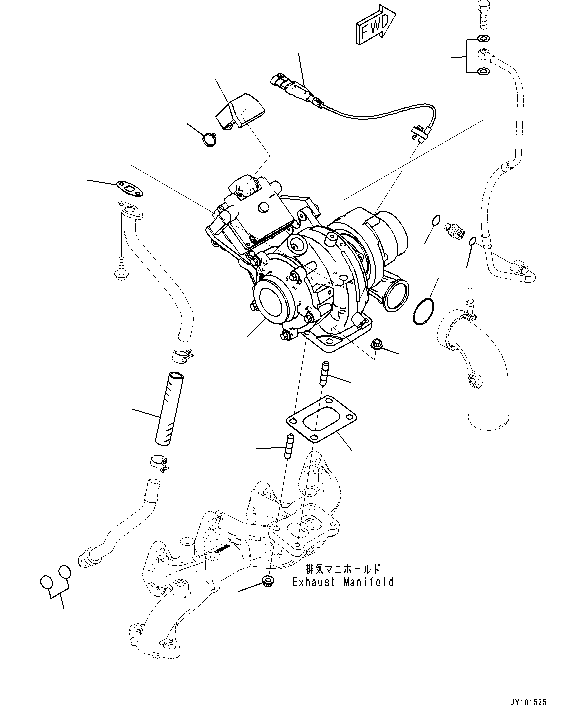 Engines Komatsu / SAA4D107E-3E S/N 26664037-UP (For HB215LC-3)(0001223C) / Variable Geometry Turbocharger (VGT), (#26664037-)(A011002 : A1539-001001A)