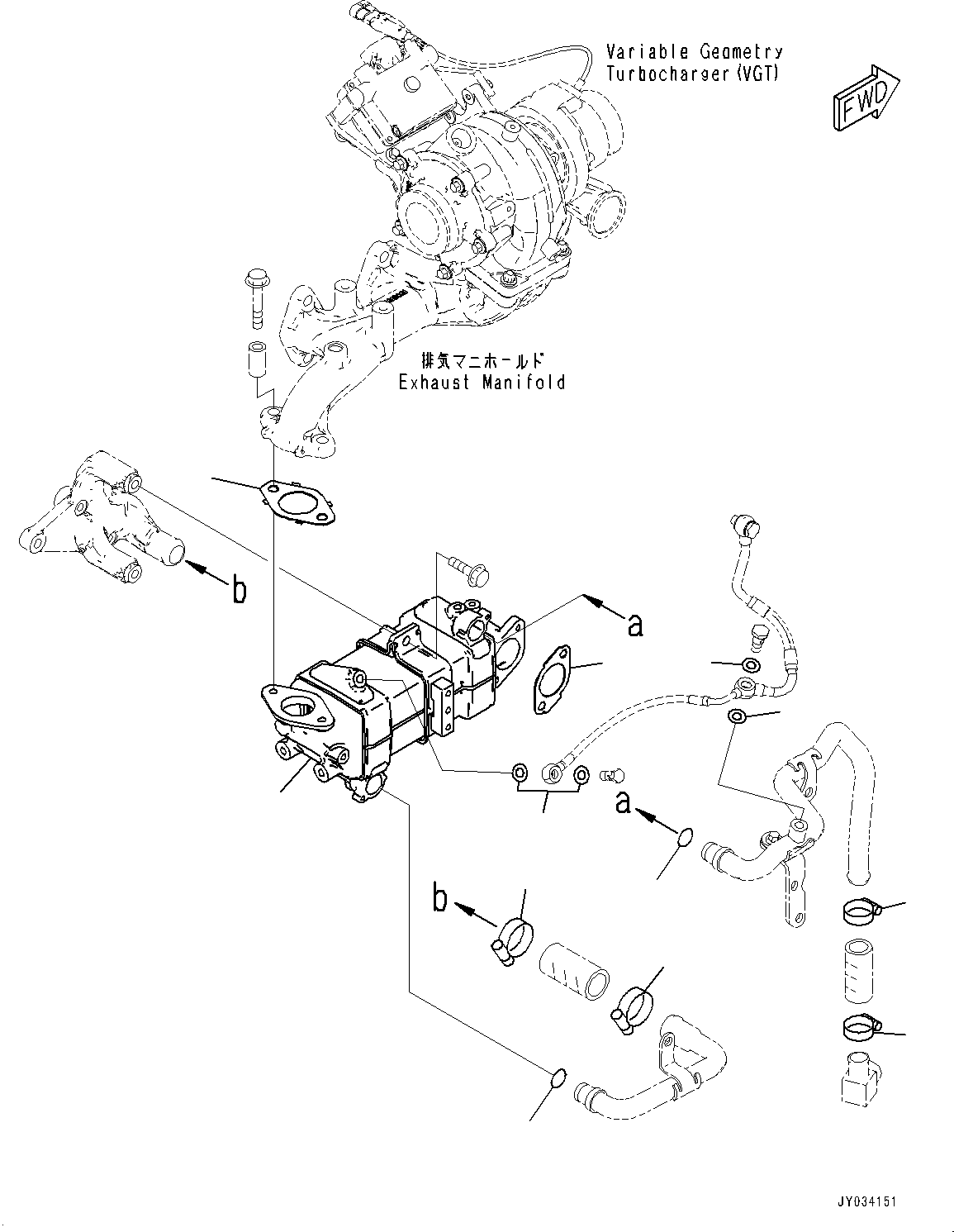 Engines Komatsu / SAA4D107E-3E S/N 26664037-UP (For HB215LC-3)(0001223C) / Exhaust Gas Re-circulation (EGR) Cooler (#26664037-)(A017001 : A1559-001001)