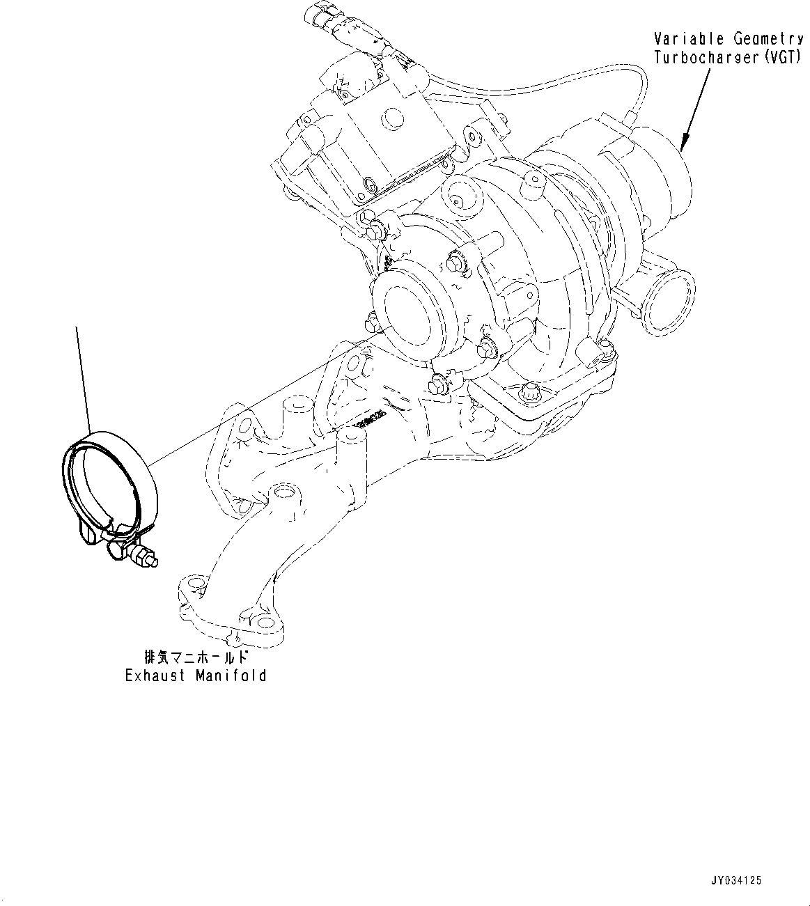 Engines Komatsu / SAA4D107E-3E S/N 26664037-UP (For HB215LC-3)(0001223C) / Exhaust Connector Clamp (#26664037-)(A021001 : AXS00-001001)